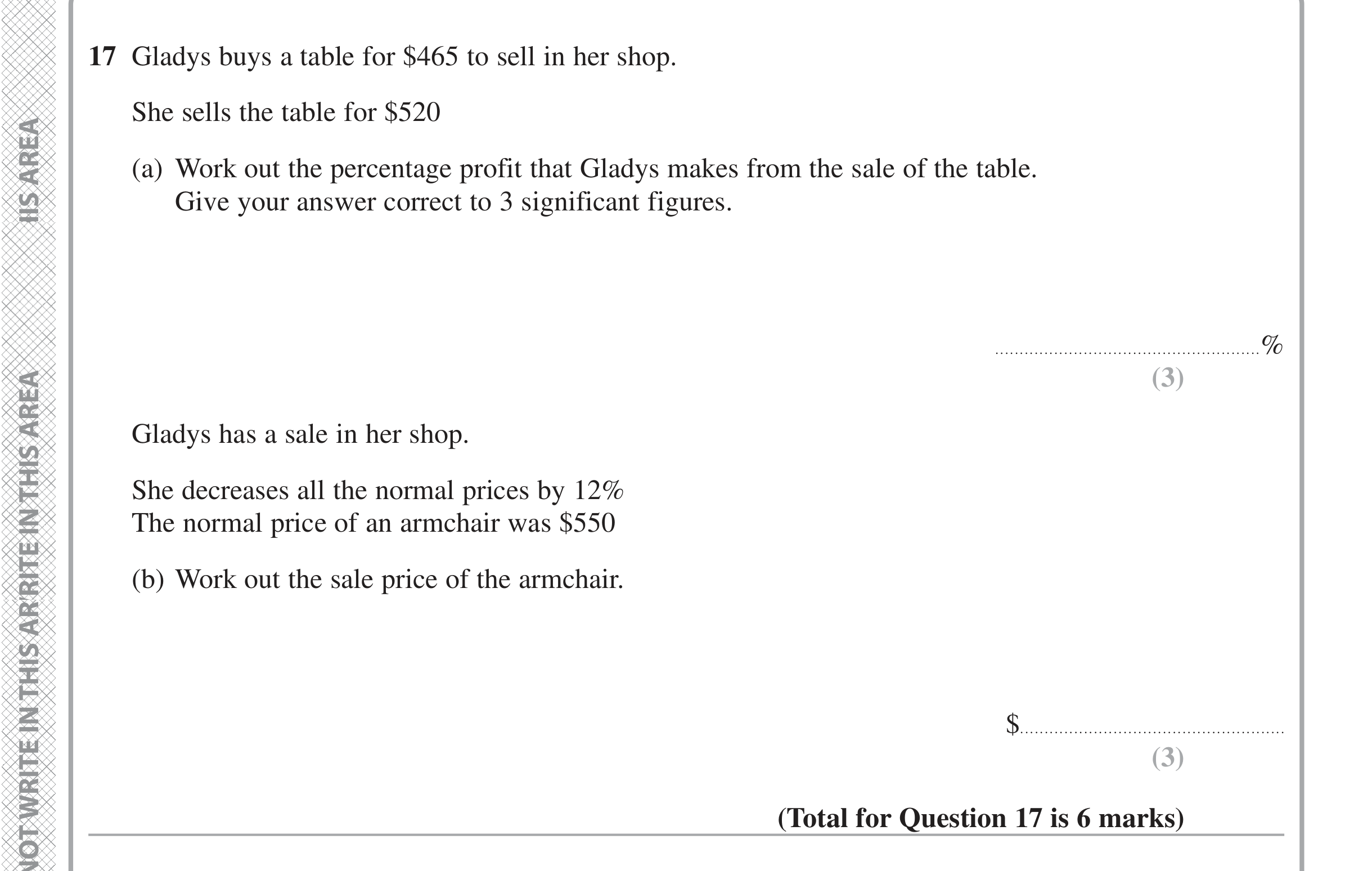 Question 17 — Percentages — Edexcel iGCSE Jan 2021