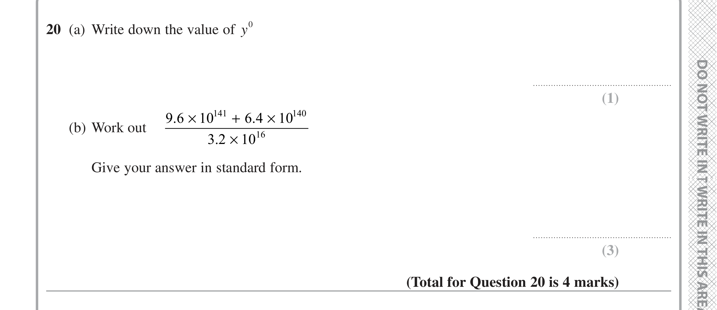 Question 20 — Powers, Standard Form — Edexcel iGCSE Jan 2021