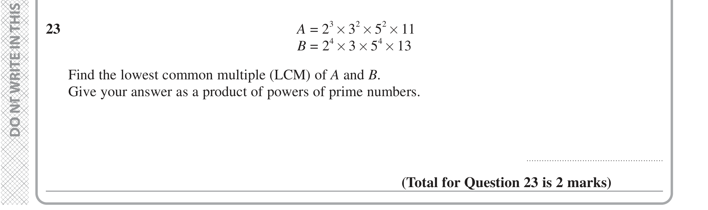 Question 23 — HCF and LCM — Edexcel iGCSE Jan 2021