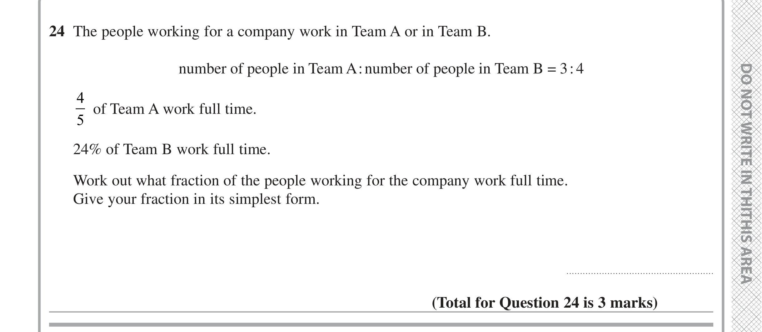 Question 24 — Ratios, Fractions, Decimals — Edexcel iGCSE Jan 2021