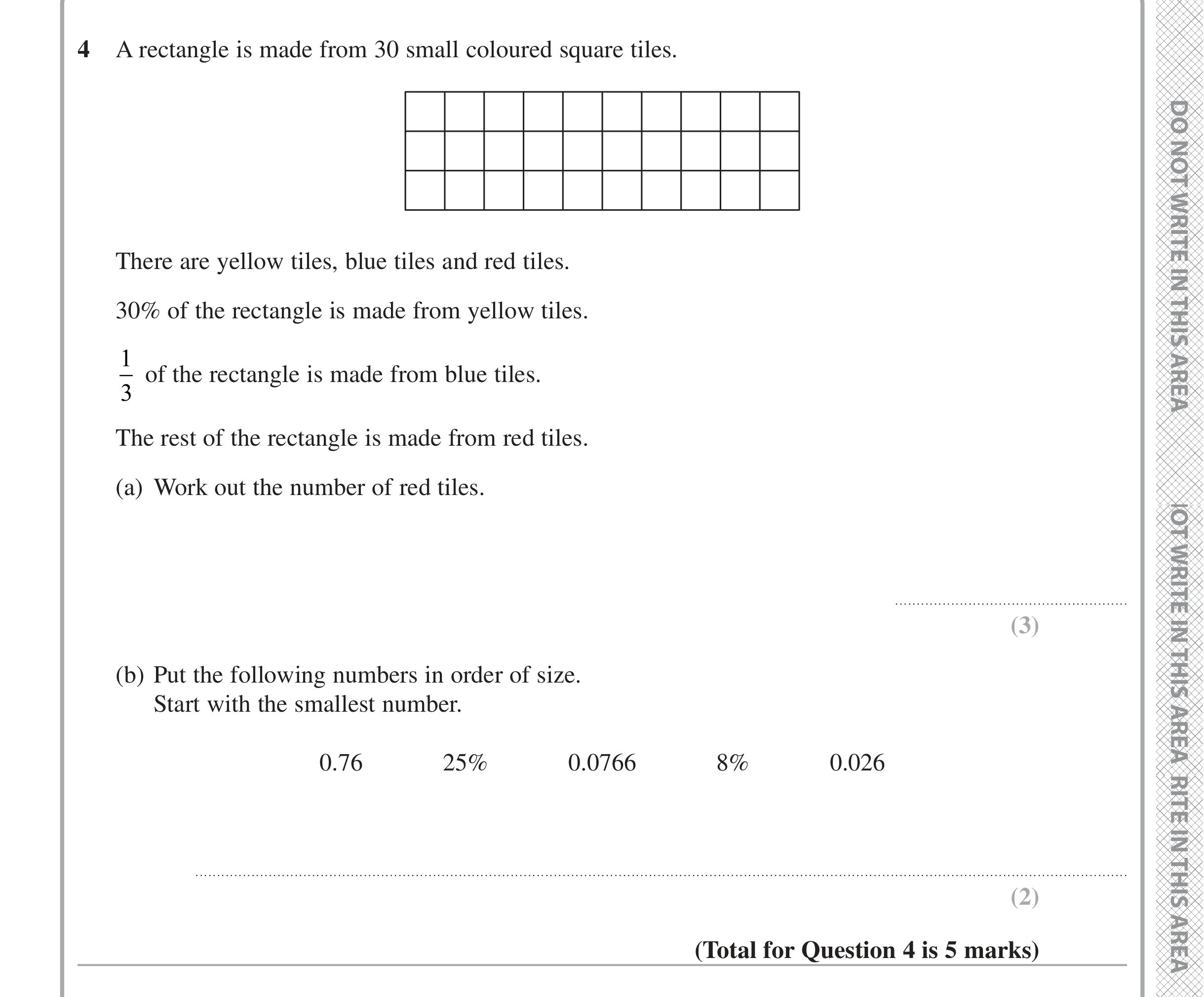 Question 4 — Percentages, Fractions, Decimals — Edexcel iGCSE Jan 2021