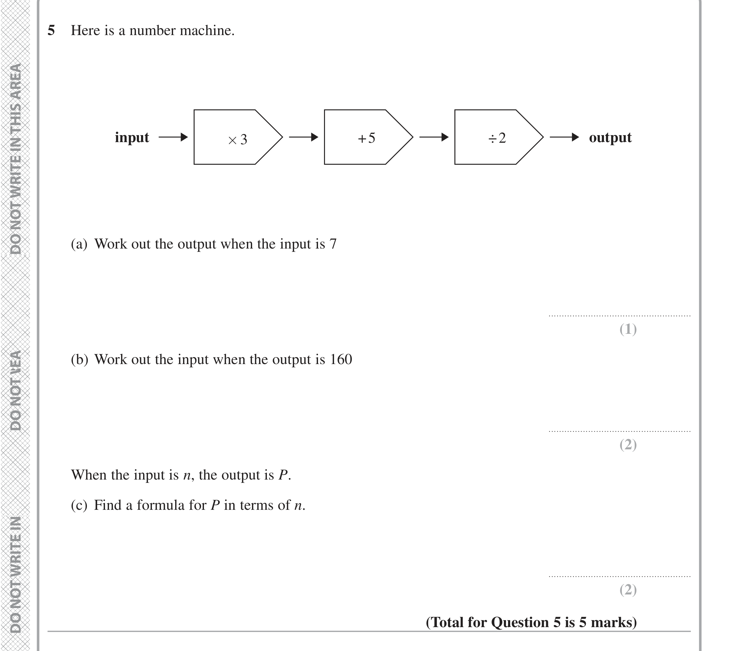 Question 5 — Functions — Edexcel iGCSE Jan 2021
