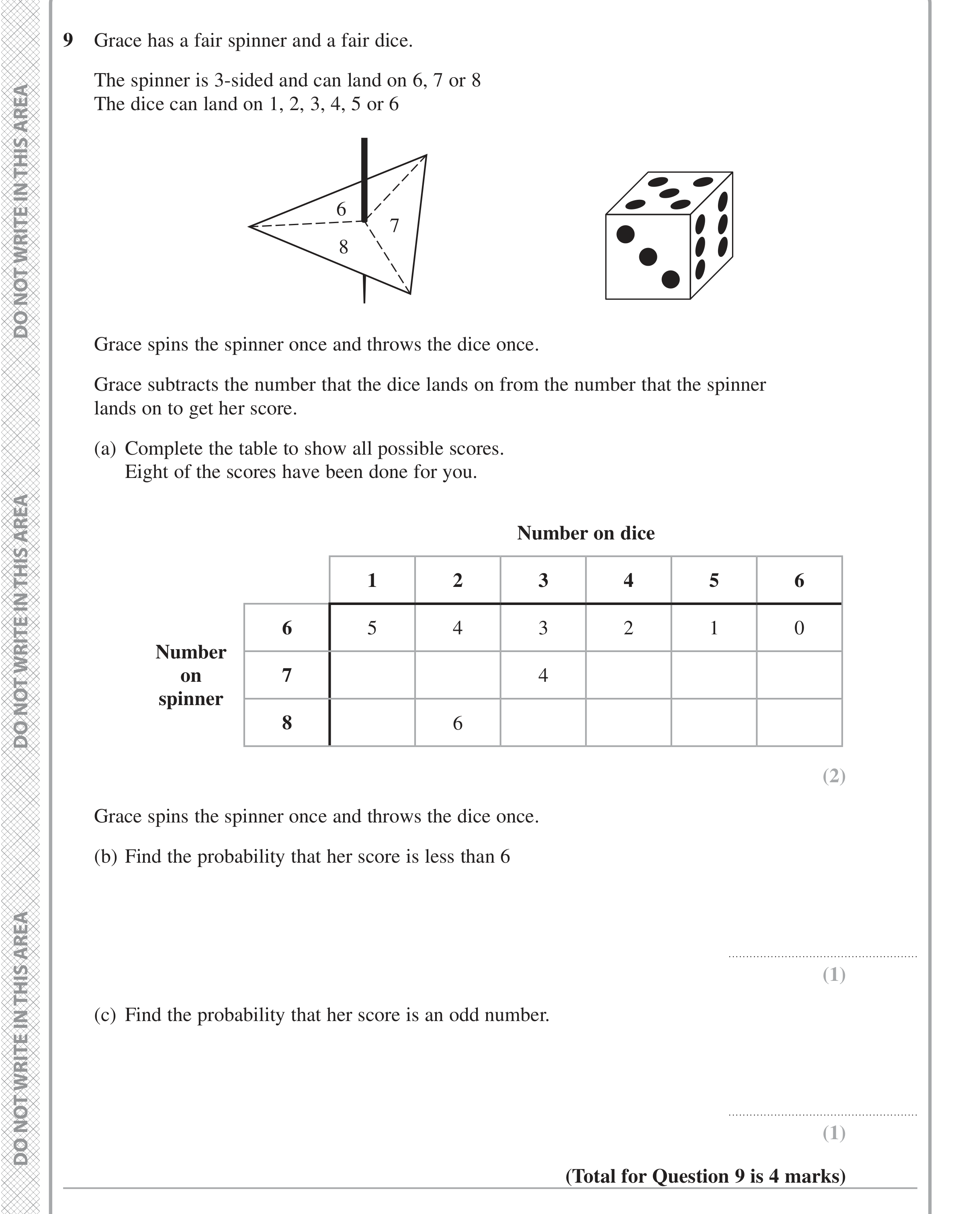 Question 9 — Probability — Edexcel iGCSE Jan 2021