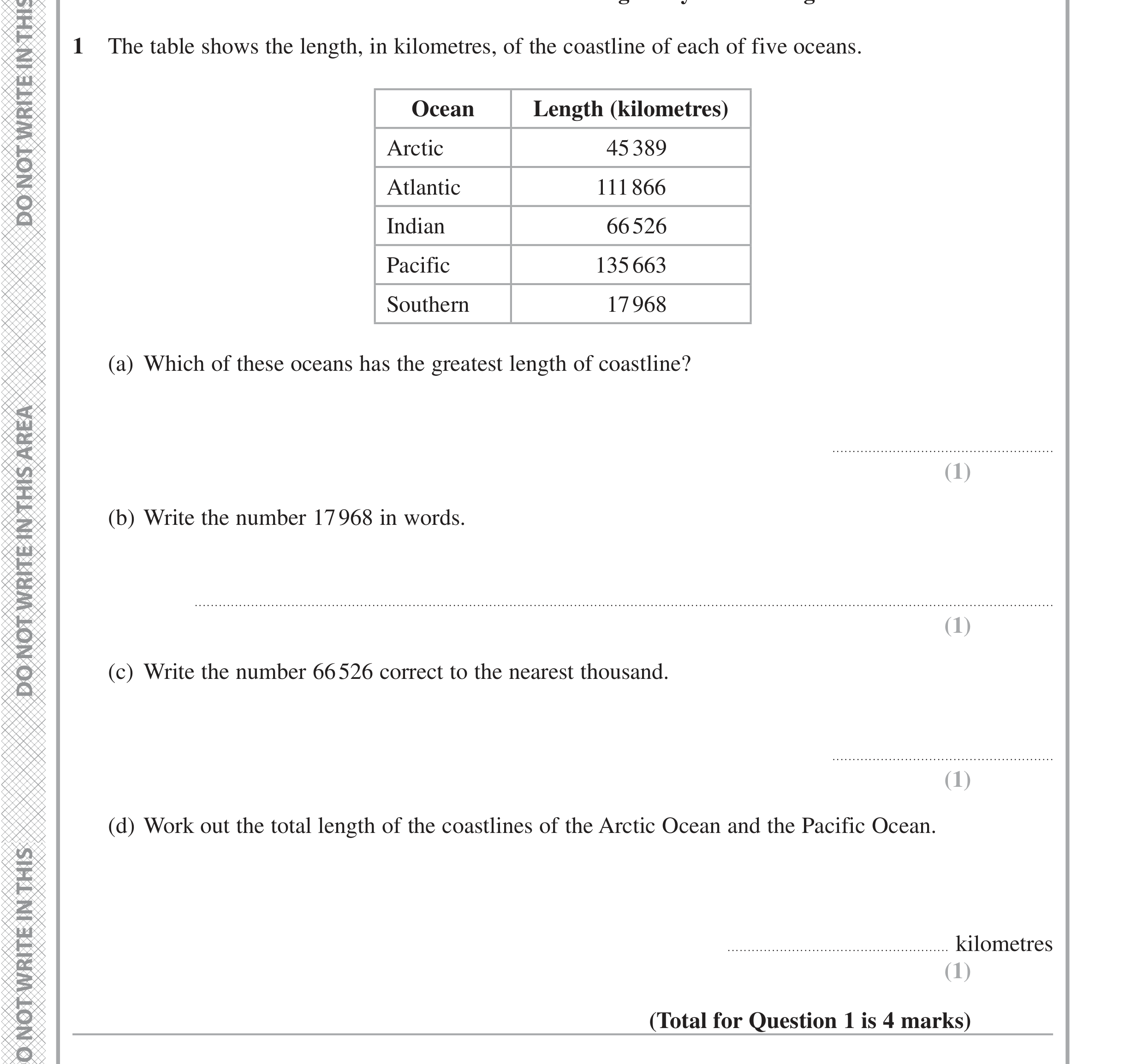 Question 1 — Interpret Statistical Diagrams, Writing Numbers as Words, Rounding — Edexcel iGCSE June 2021