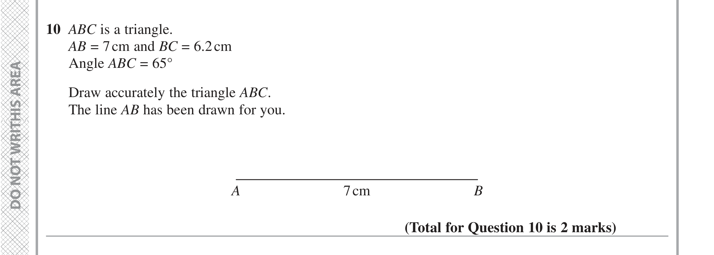 Question 10 — Construction — Edexcel iGCSE June 2021