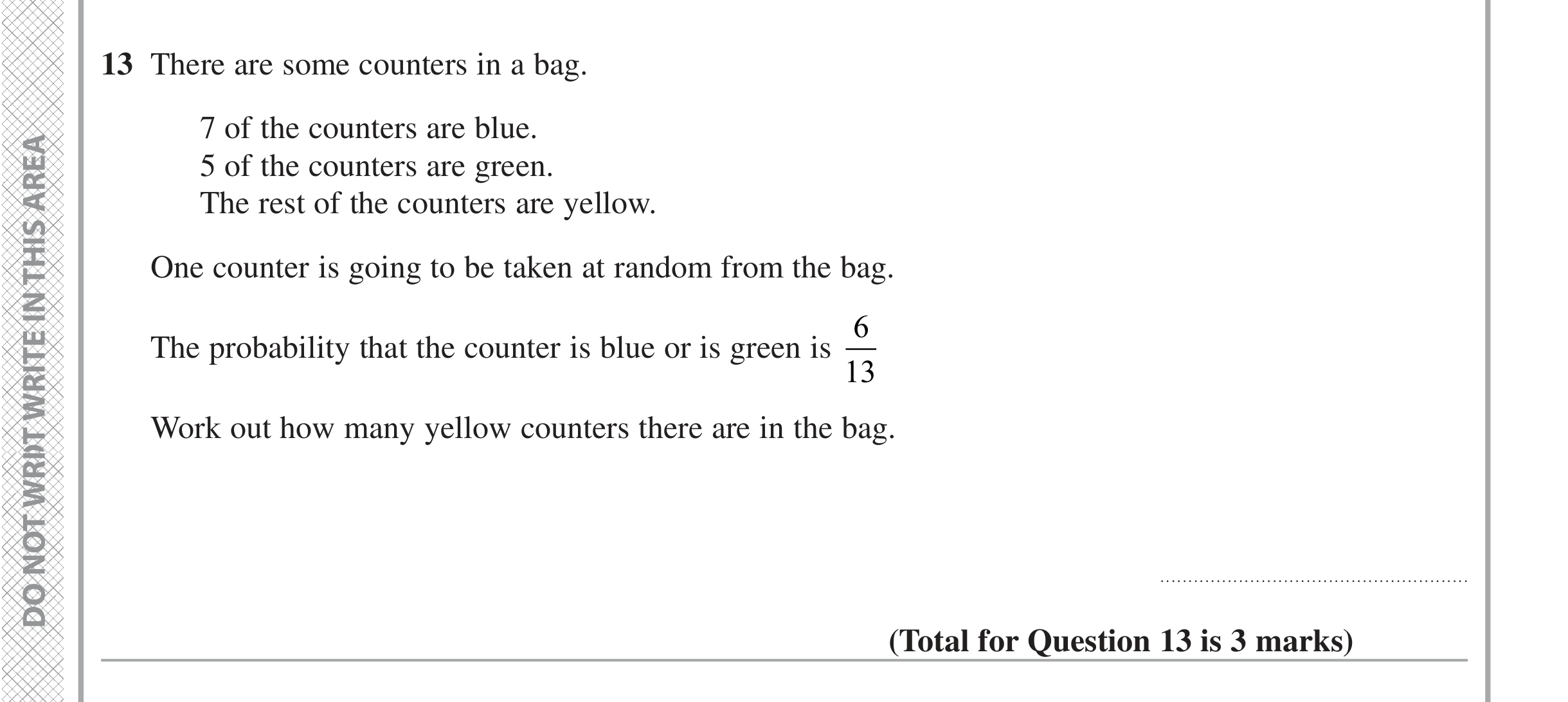 Question 13 — Probability — Edexcel iGCSE June 2021