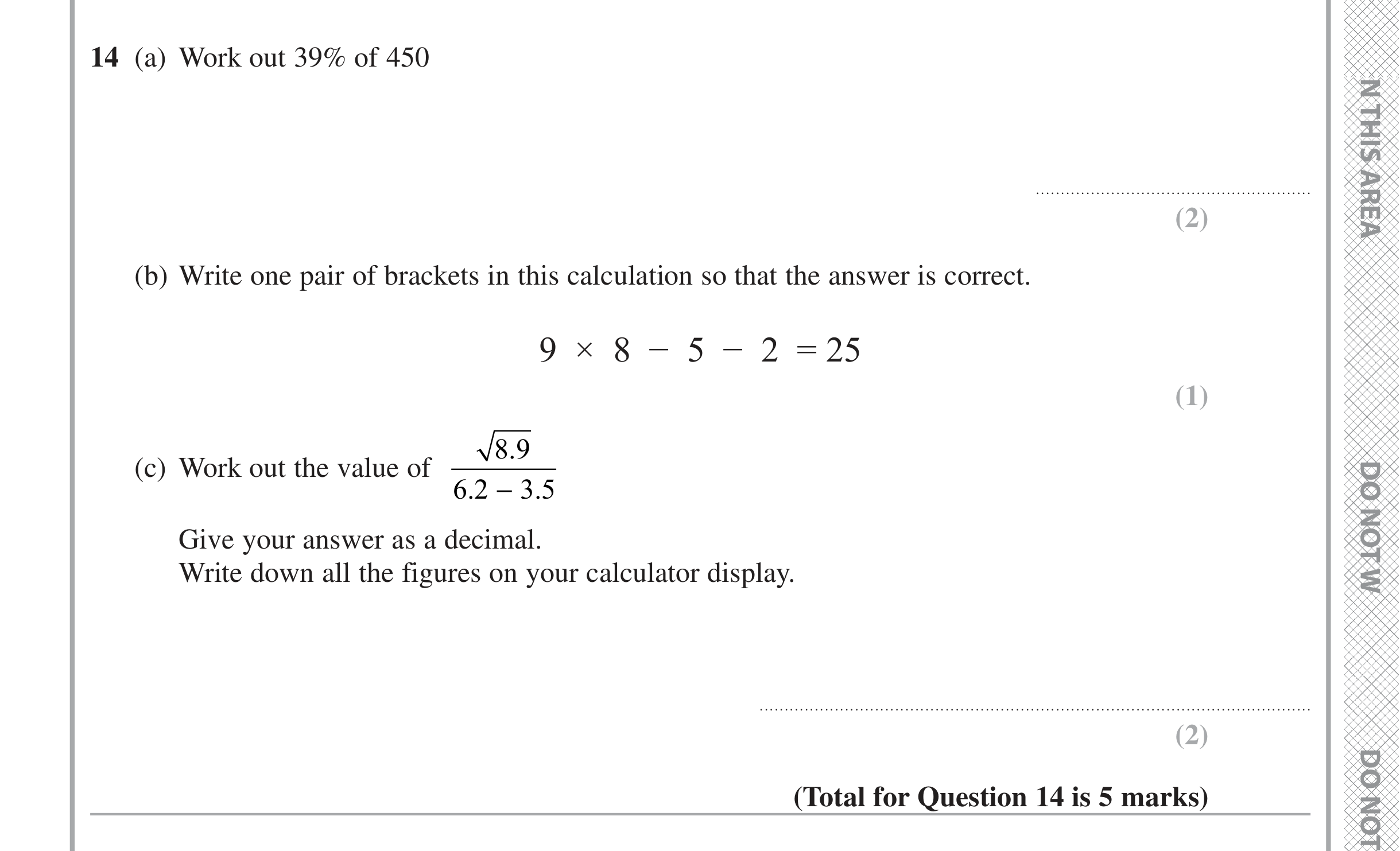 Question 14 — Percentages, Numbers, Calculator Questions — Edexcel iGCSE June 2021