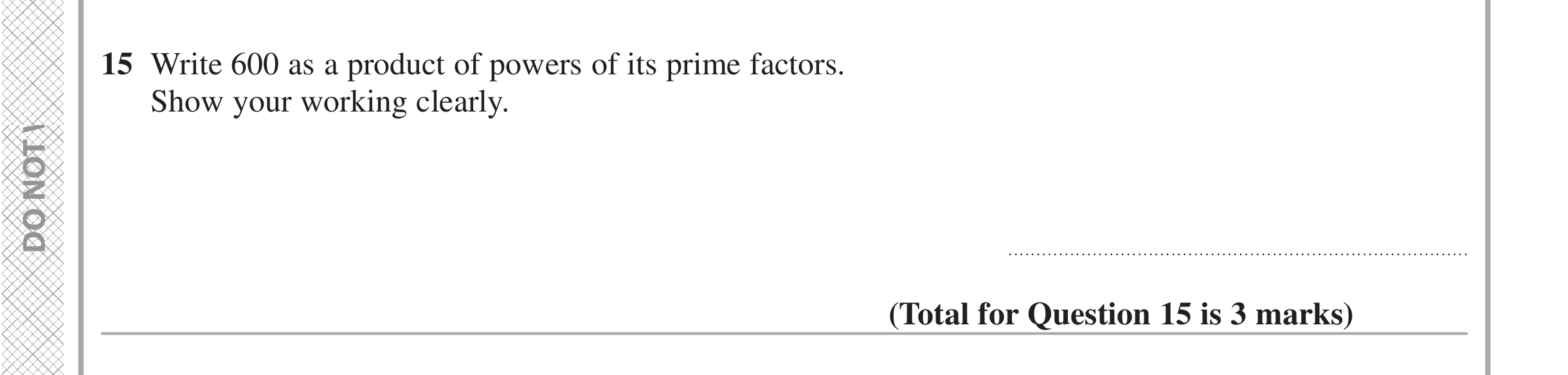 Question 15 — Prime Factors — Edexcel iGCSE June 2021