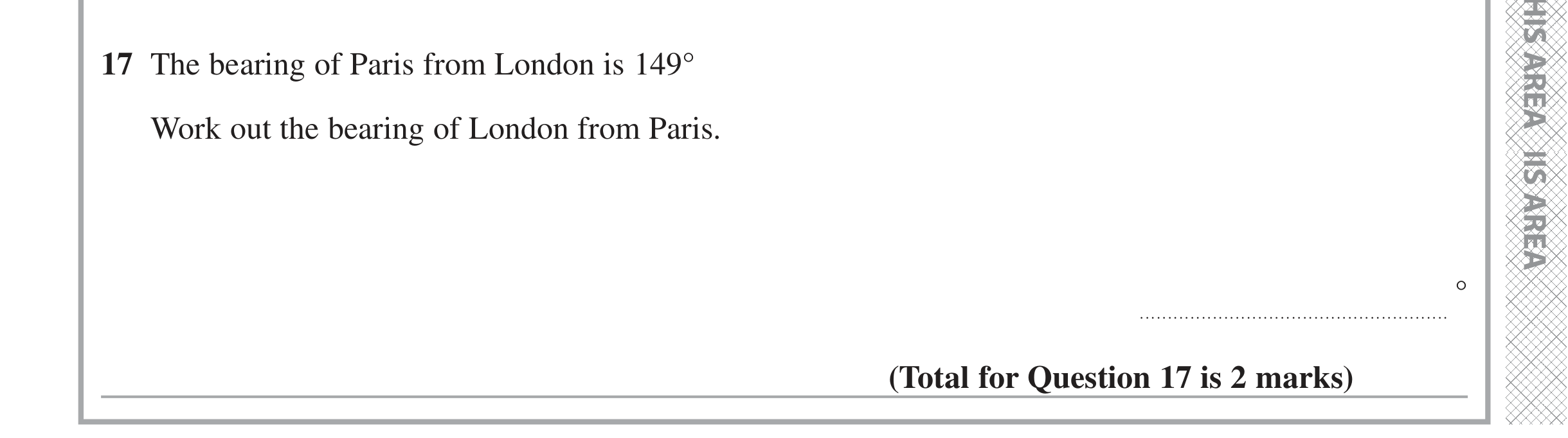 Question 17 — Bearings — Edexcel iGCSE June 2021