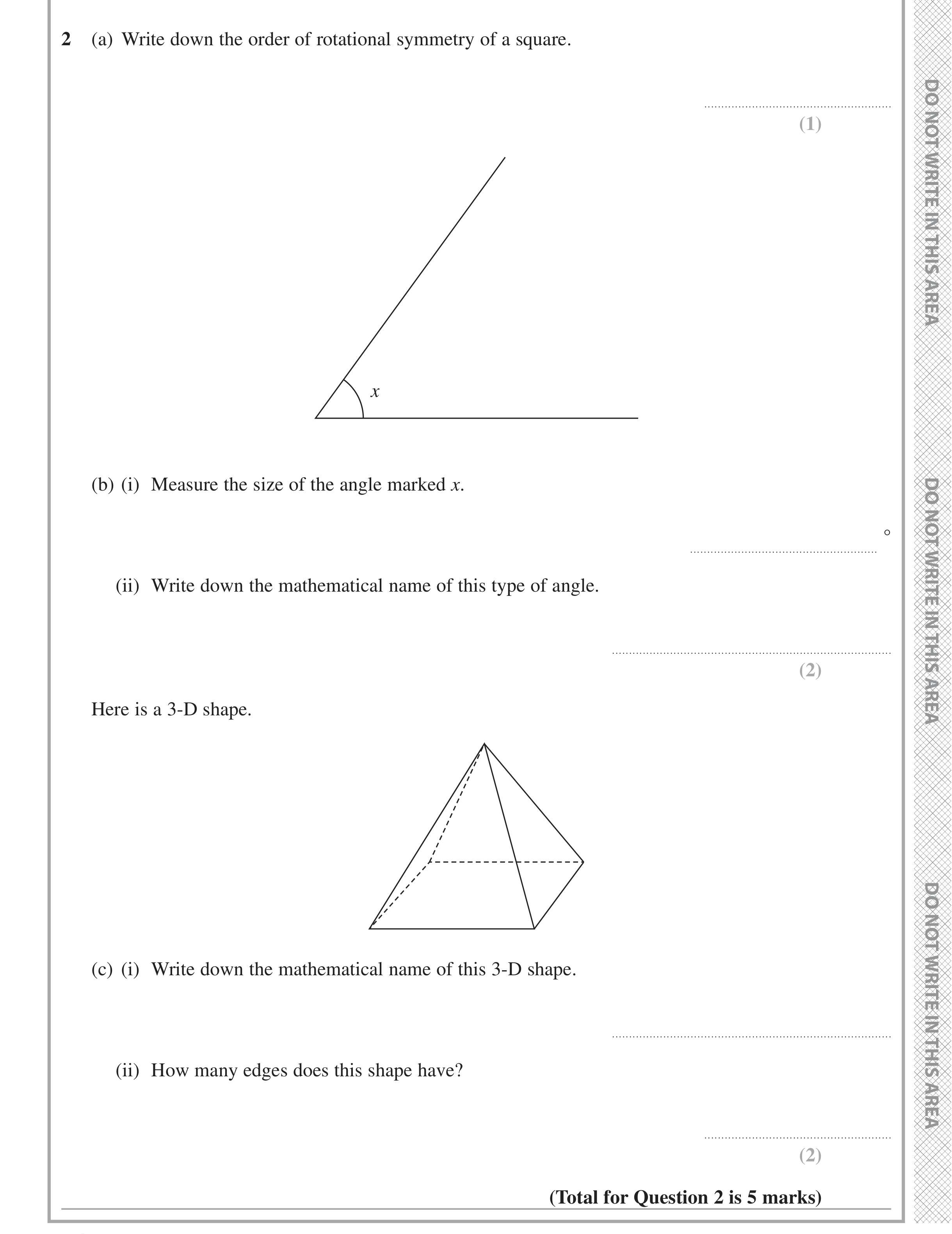 Question 2 — Polygons, Measure, 3D Shapes and Volume — Edexcel iGCSE June 2021