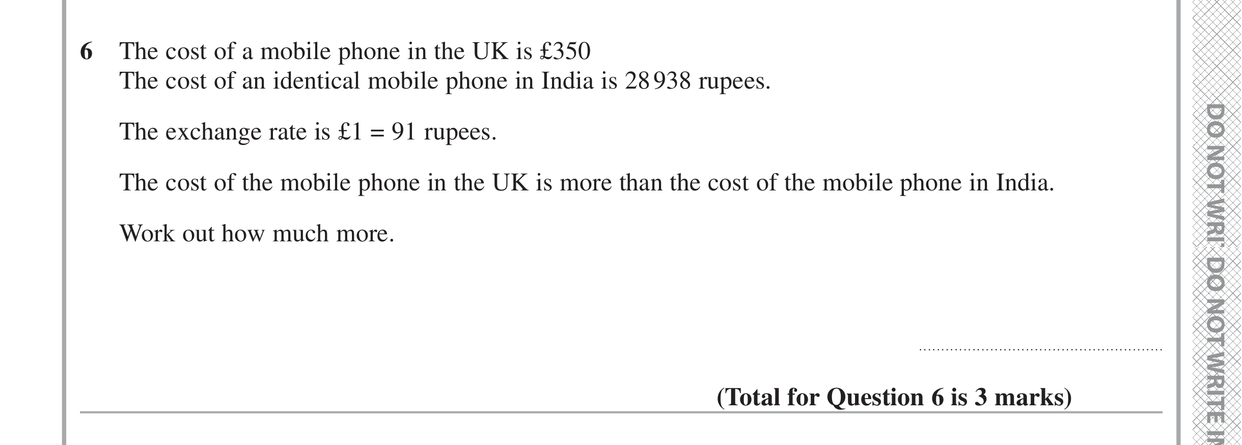 Question 6 — Exchange Rate — Edexcel iGCSE June 2021