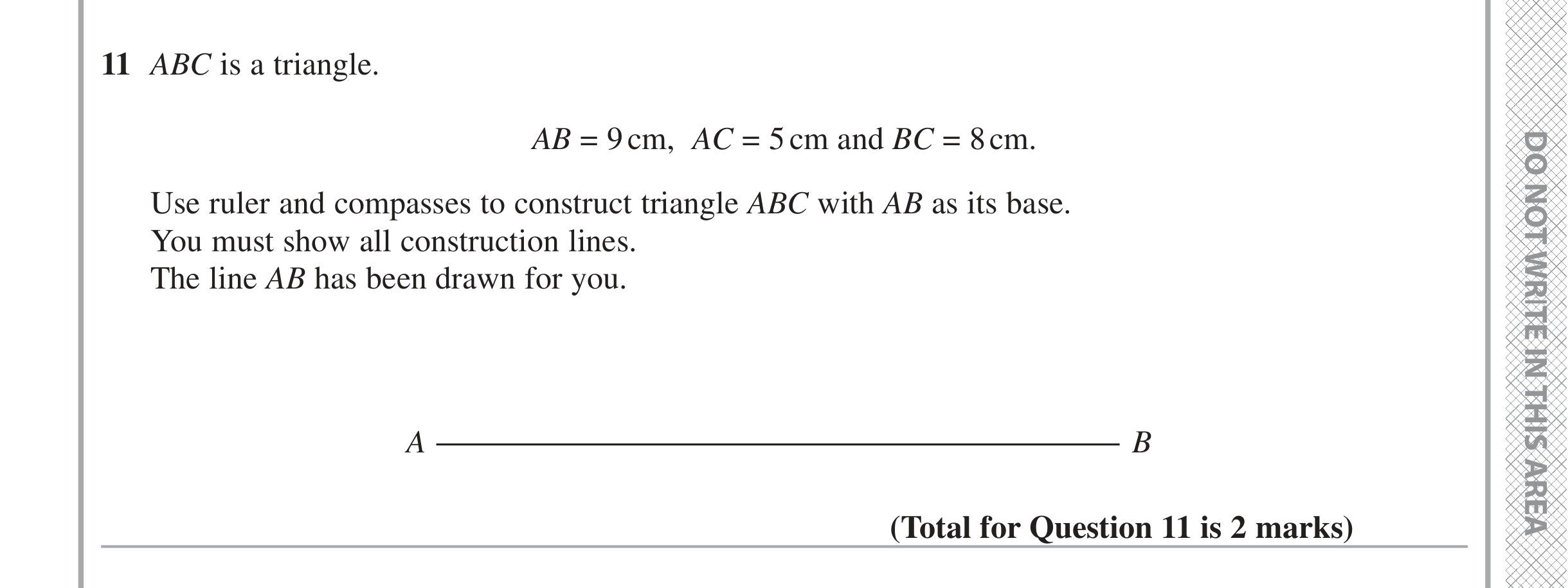 Question 11 — Construction — Edexcel iGCSE November 2021