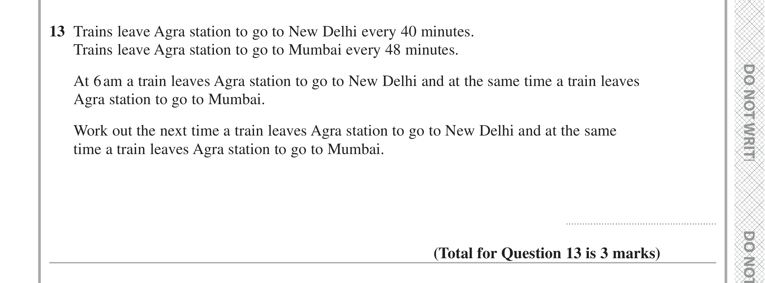 Question 13 — Time Questions — Edexcel iGCSE November 2021