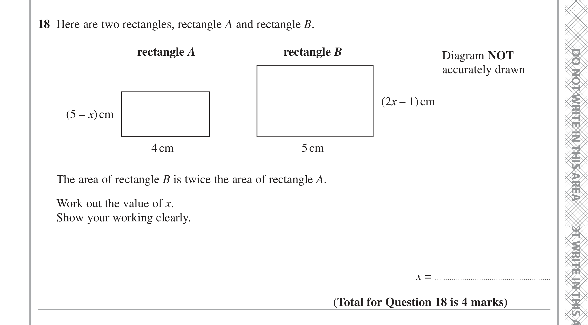 Question 18 — Perimeter and Area — Edexcel iGCSE November 2021