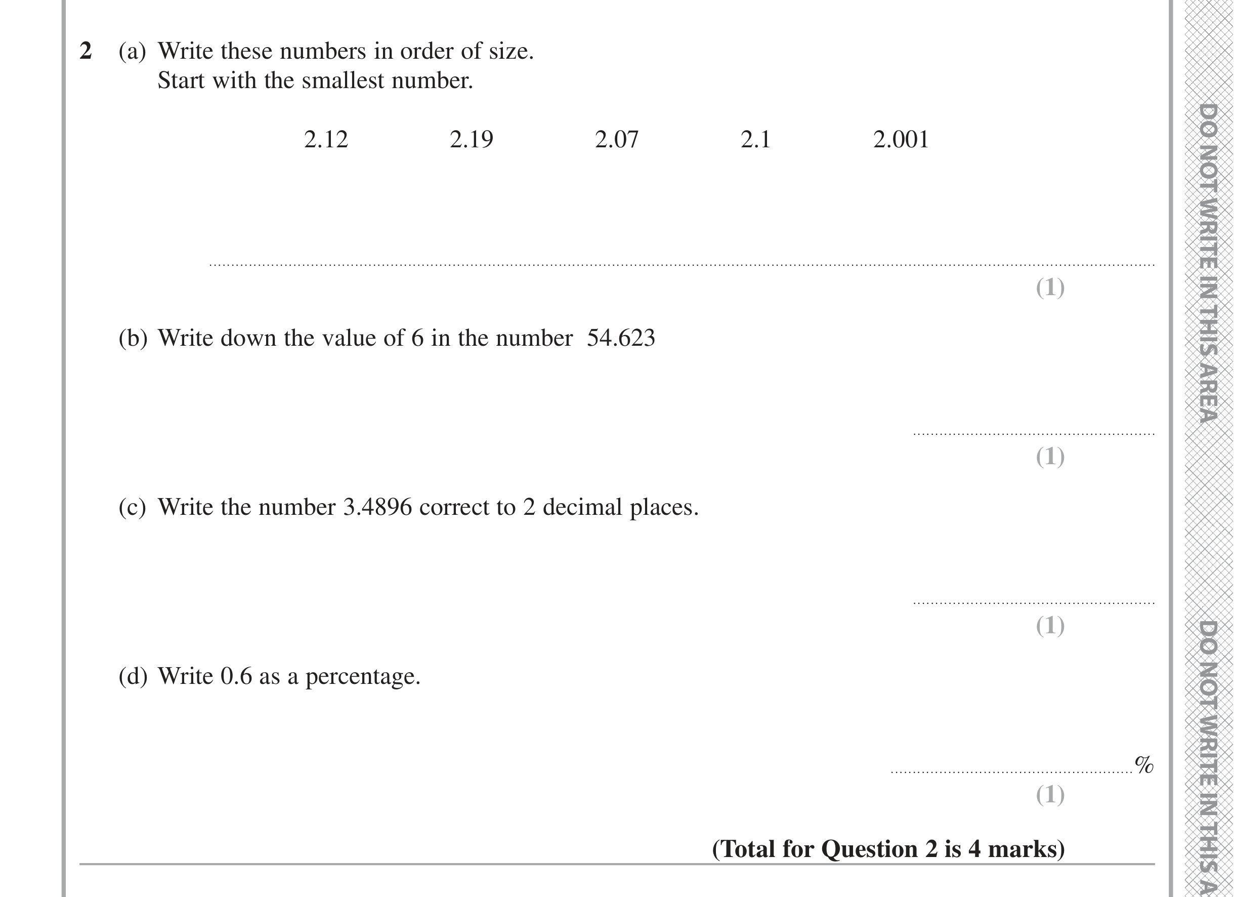 Question 2 — Numbers, Place Value, Rounding, Decimals — Edexcel iGCSE November 2021
