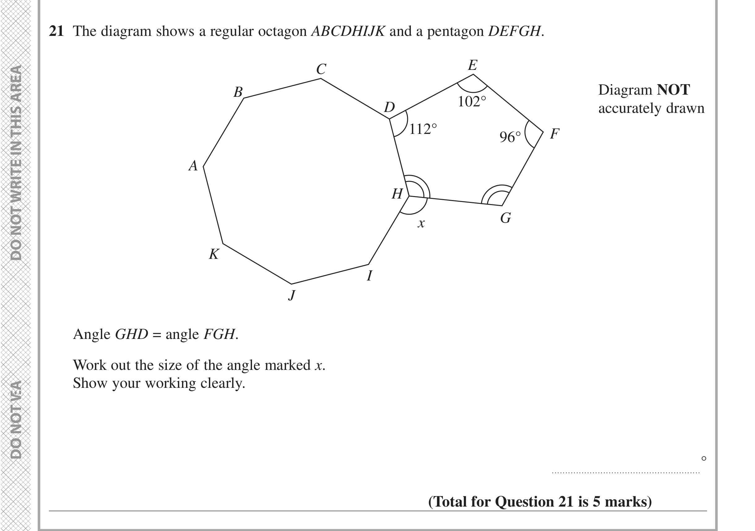 Question 21 — Angles — Edexcel iGCSE November 2021