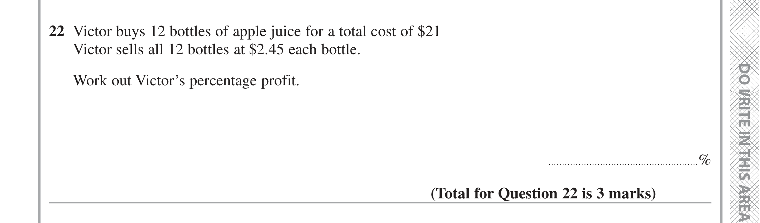 Question 22 — Percentages — Edexcel iGCSE November 2021