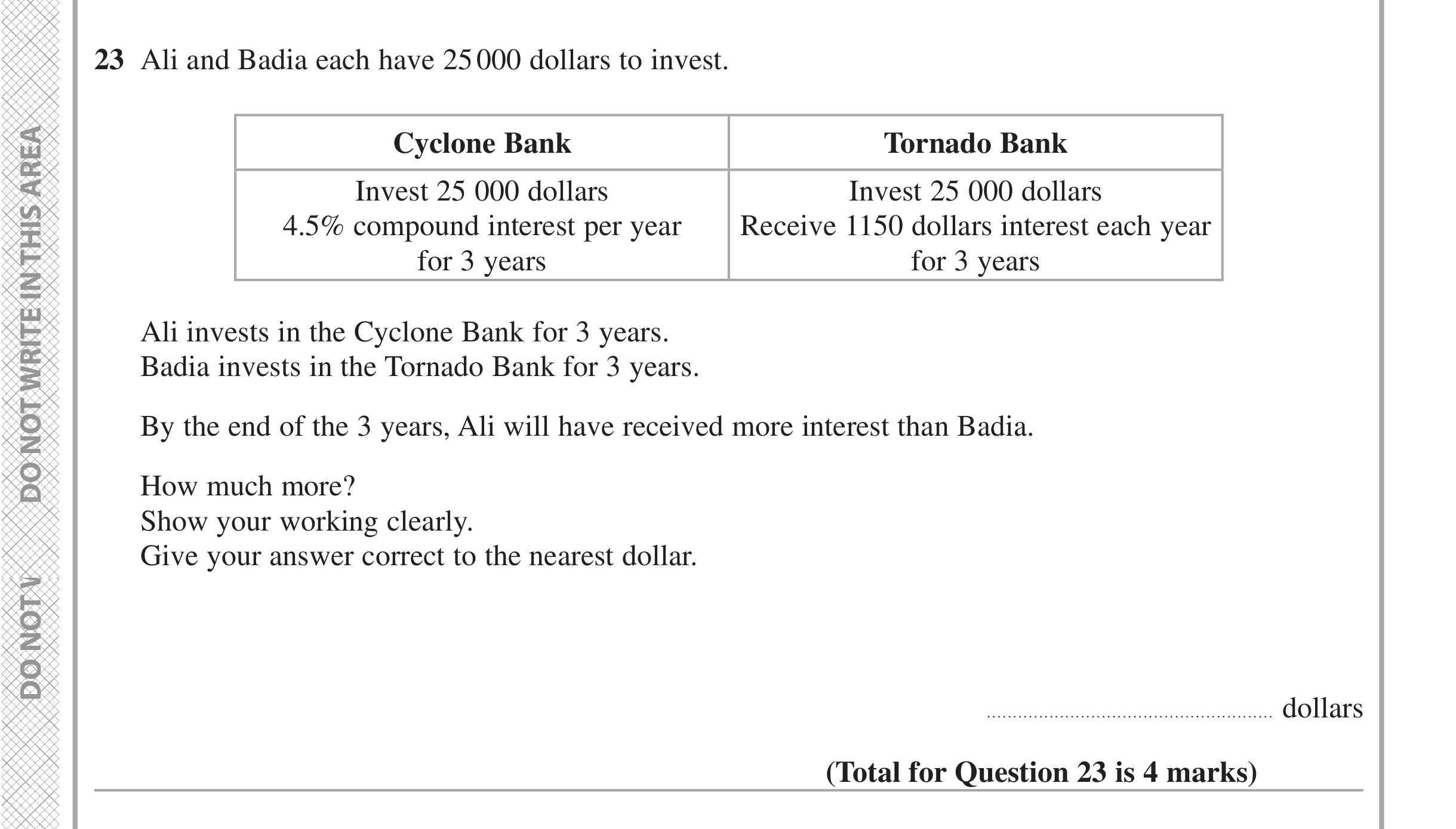 Question 23 — Compound Interest — Edexcel iGCSE November 2021