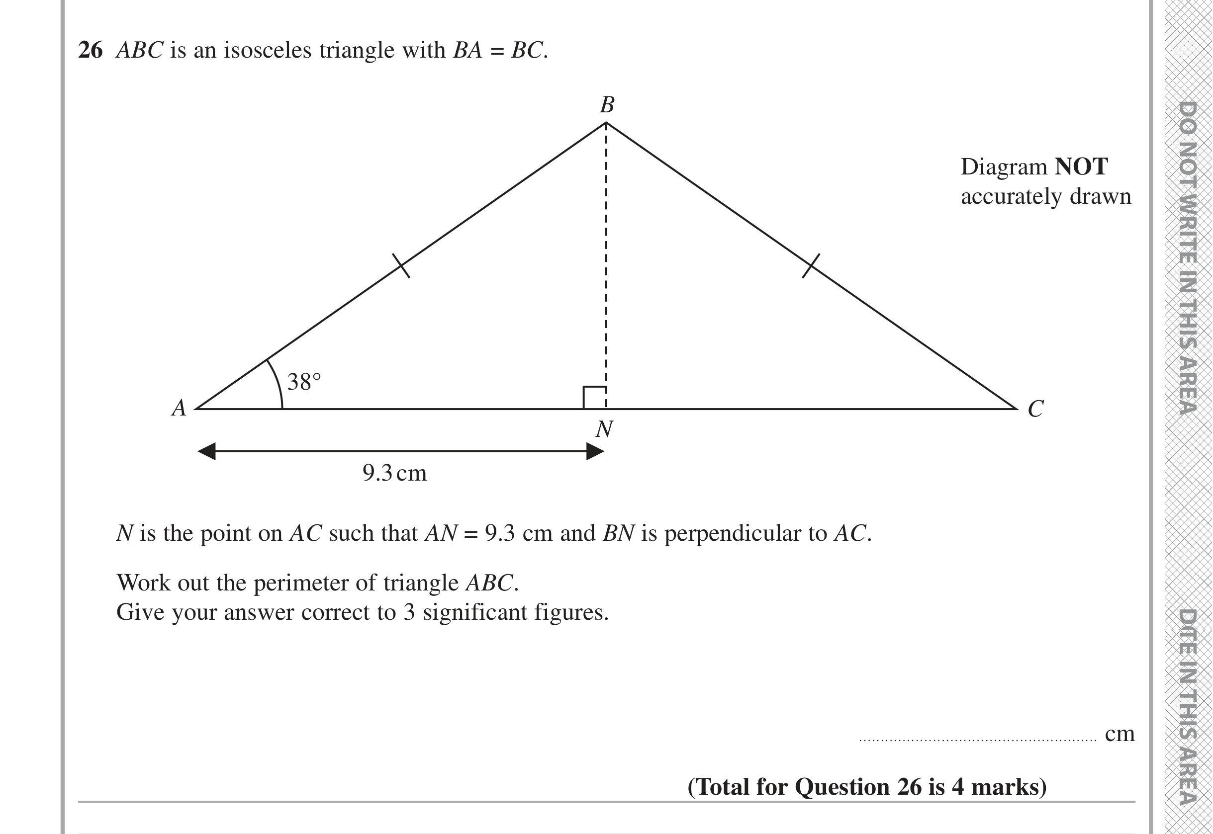 Question 26 — Soh Cah Toa, Pythagoras, Perimeter and Area — Edexcel iGCSE November 2021