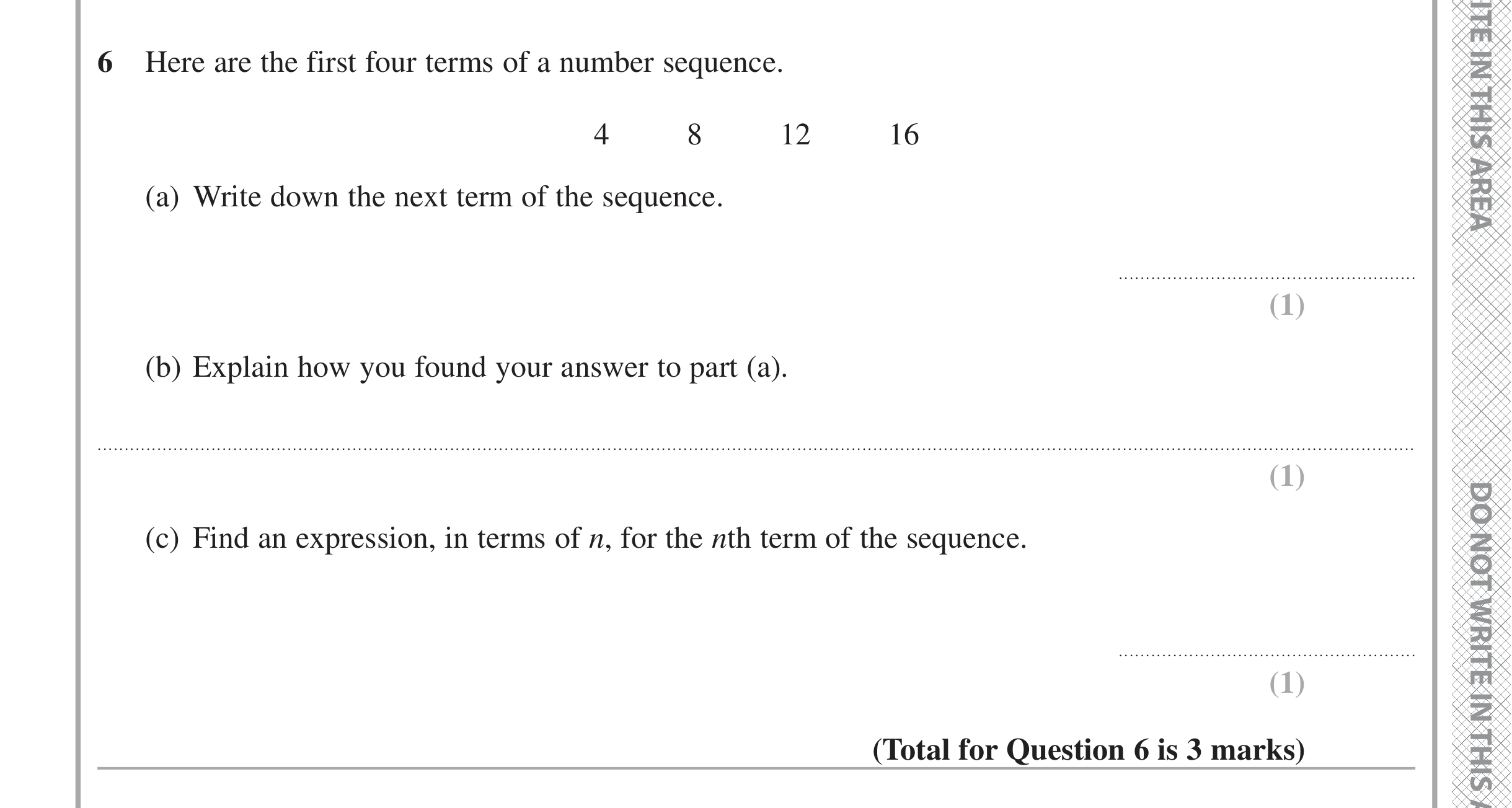 Question 6 — Sequences — Edexcel iGCSE November 2021