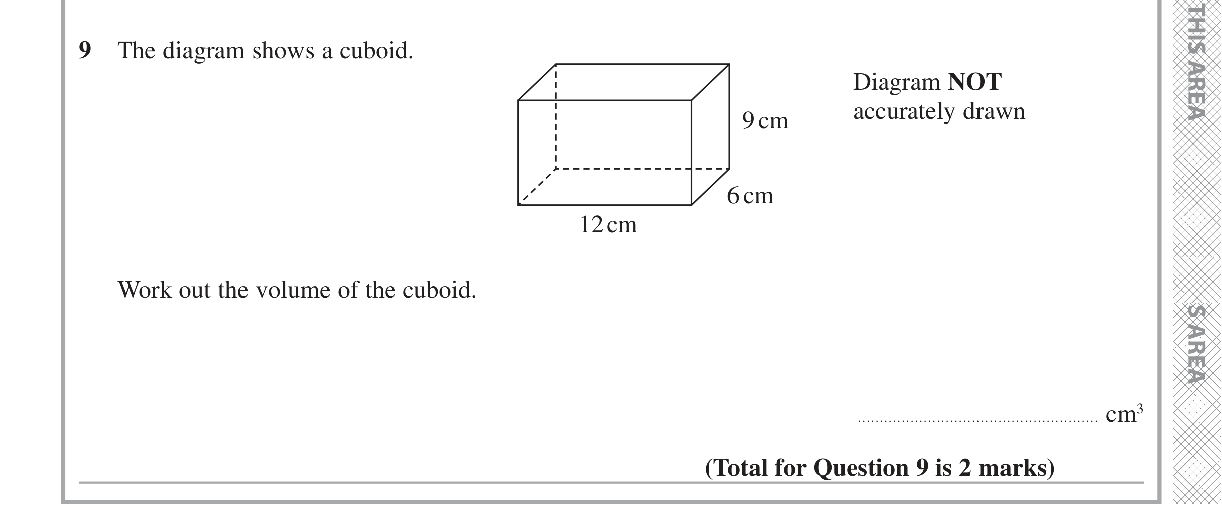 Question 9 — 3D Shapes and Volume — Edexcel iGCSE November 2021