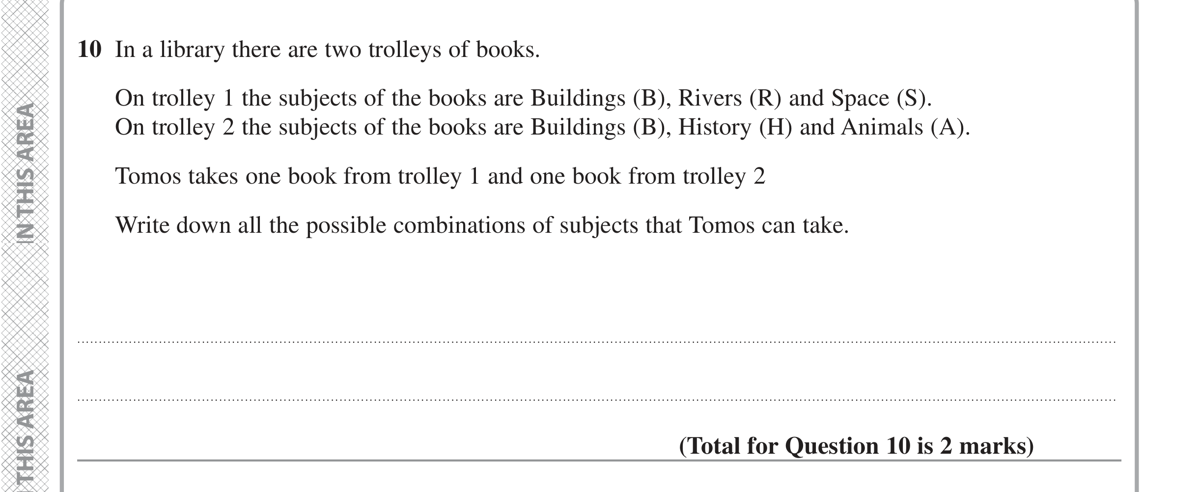 Question 10 — Probability — Edexcel iGCSE Jan 2022