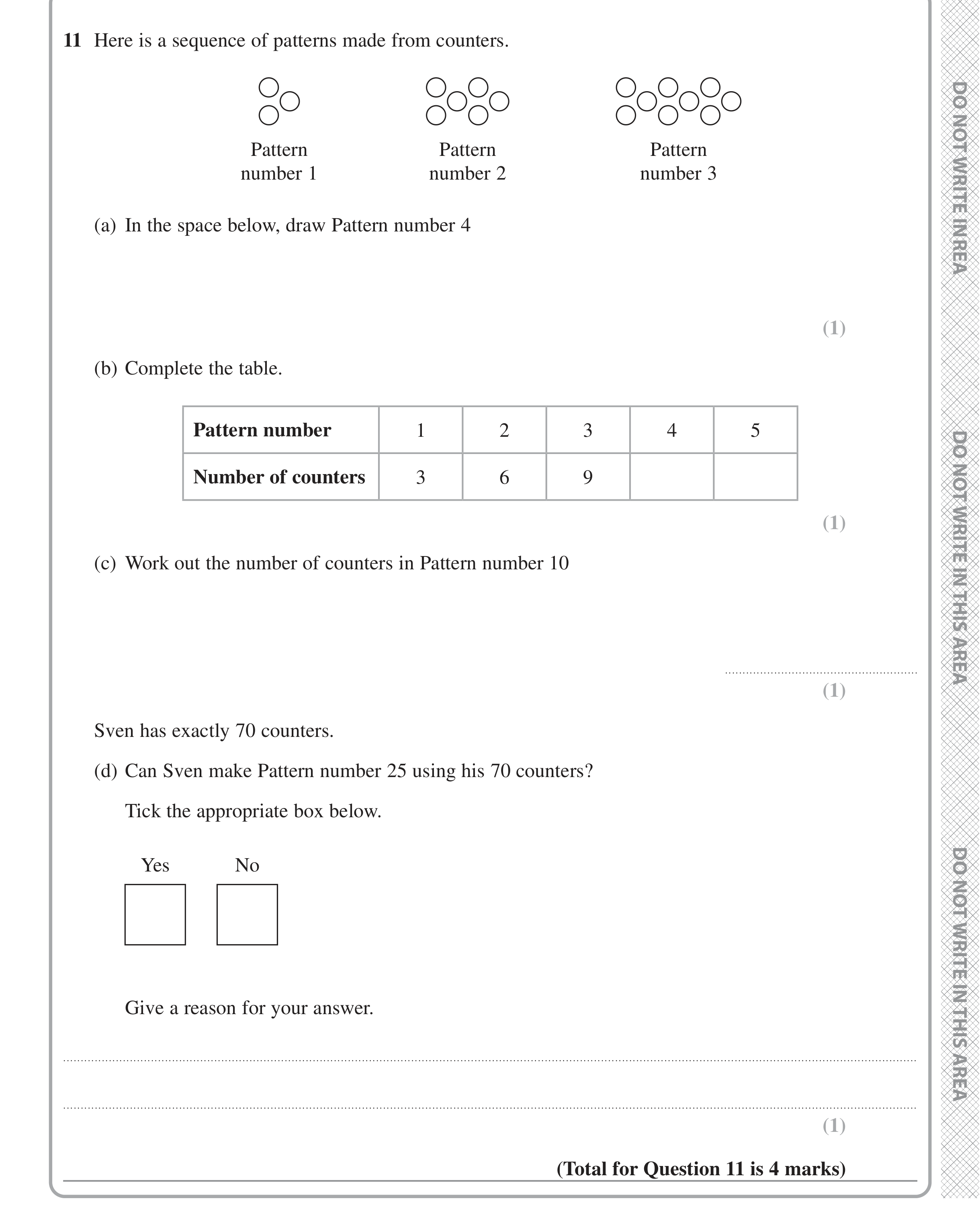 Question 11 — Sequences — Edexcel iGCSE Jan 2022