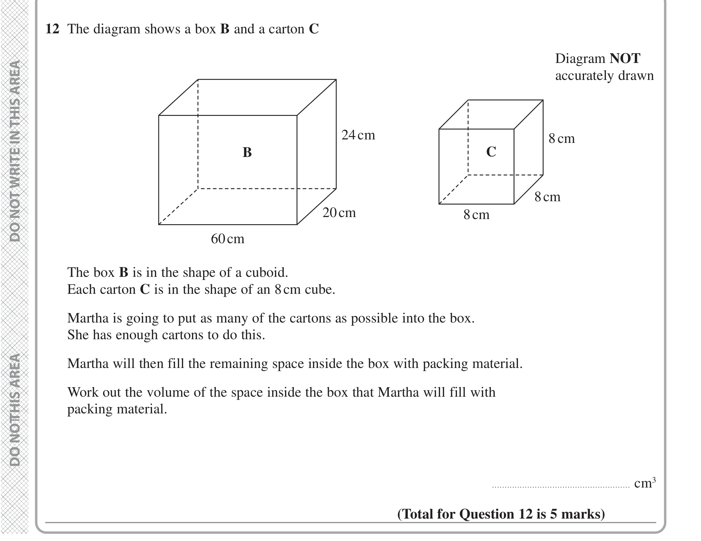 Question 12 — 3D Shapes and Volume — Edexcel iGCSE Jan 2022