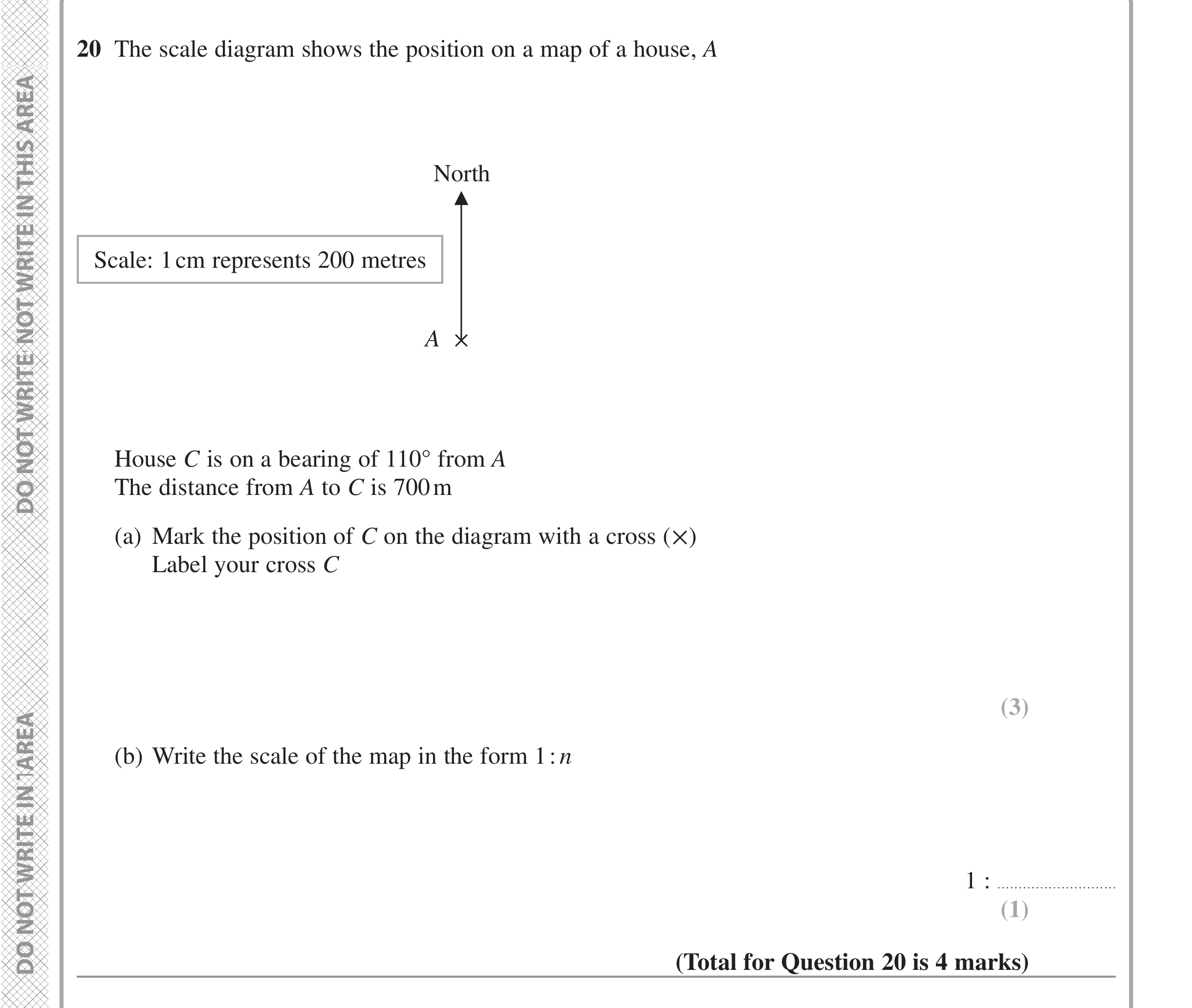 Question 20 — Maps, Bearings — Edexcel iGCSE Jan 2022