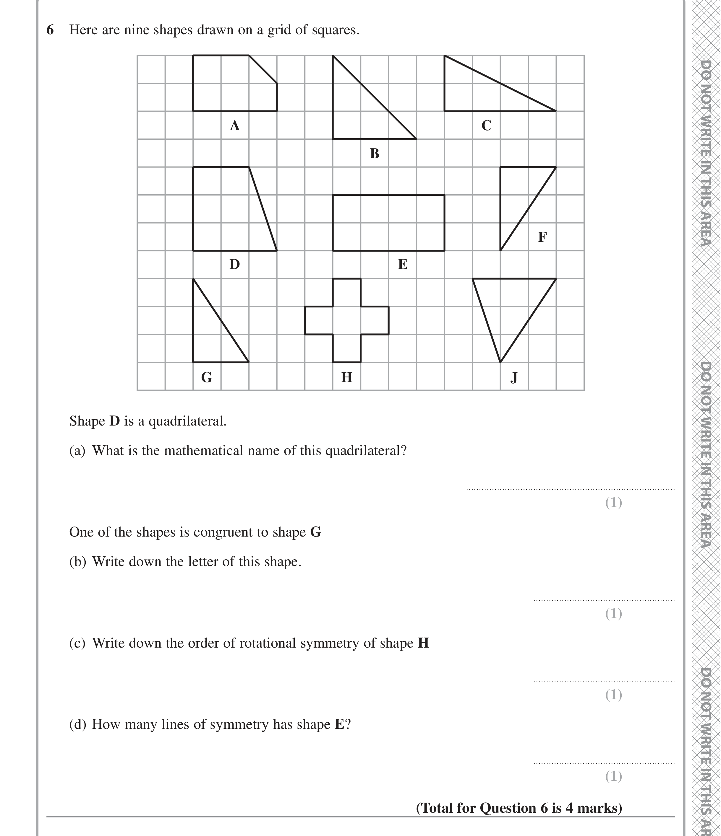 Question 6 — Polygons, Congruence and Similarity, Symmetry — Edexcel iGCSE Jan 2022