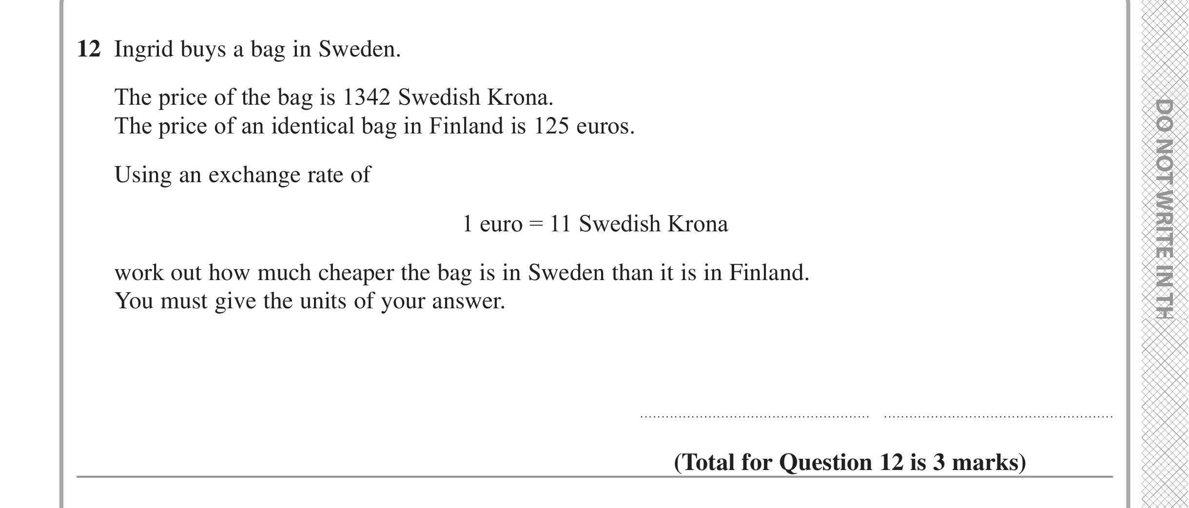 Question 12 — Exchange Rate — Edexcel iGCSE June 2022