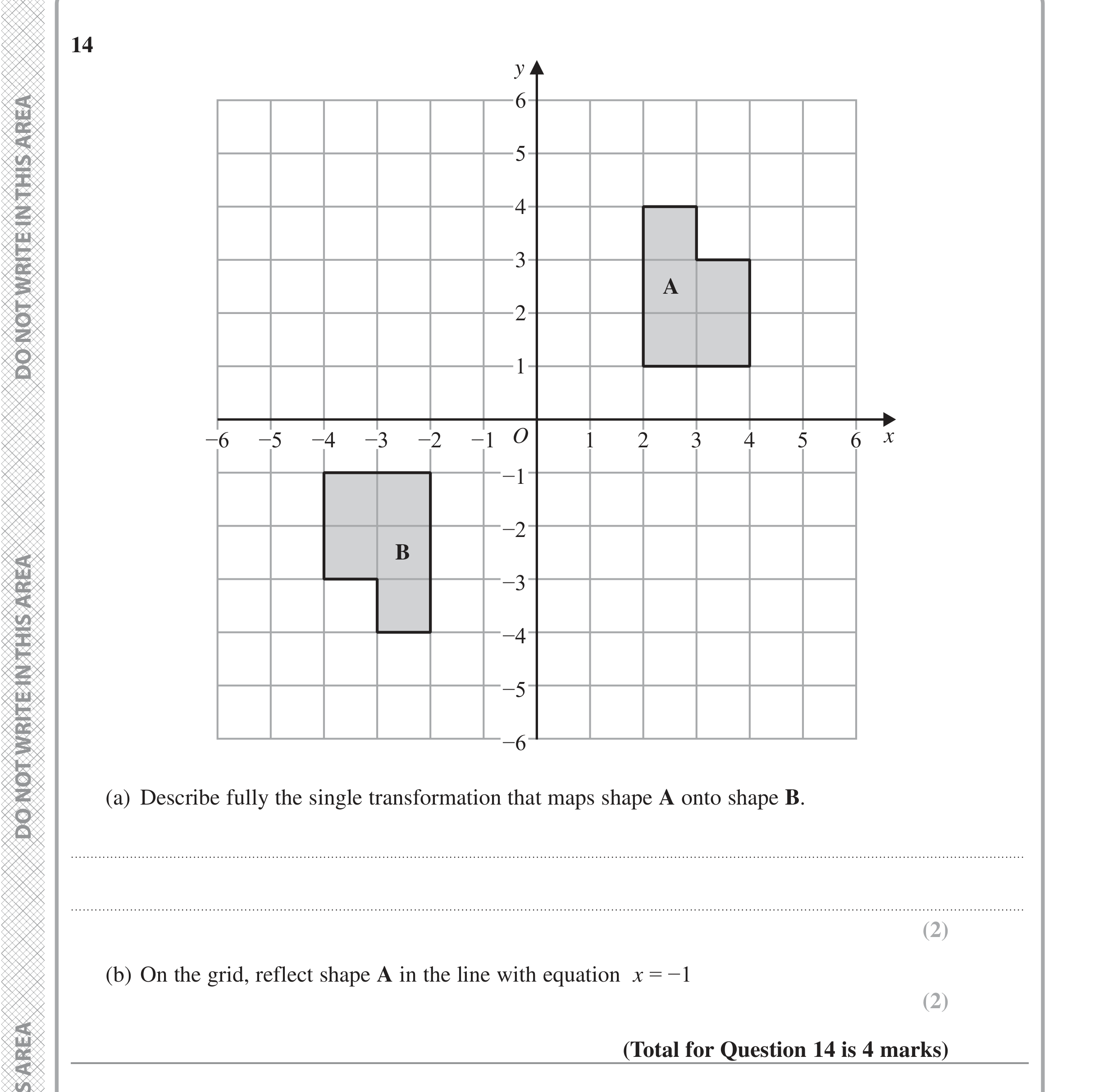 Question 14 — Rotations/Reflections/Translations/Enlargements — Edexcel iGCSE June 2022