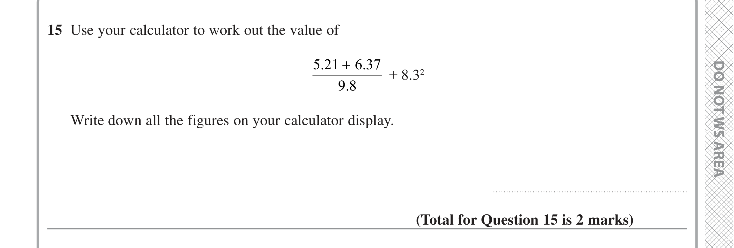Question 15 — Calculator Questions — Edexcel iGCSE June 2022