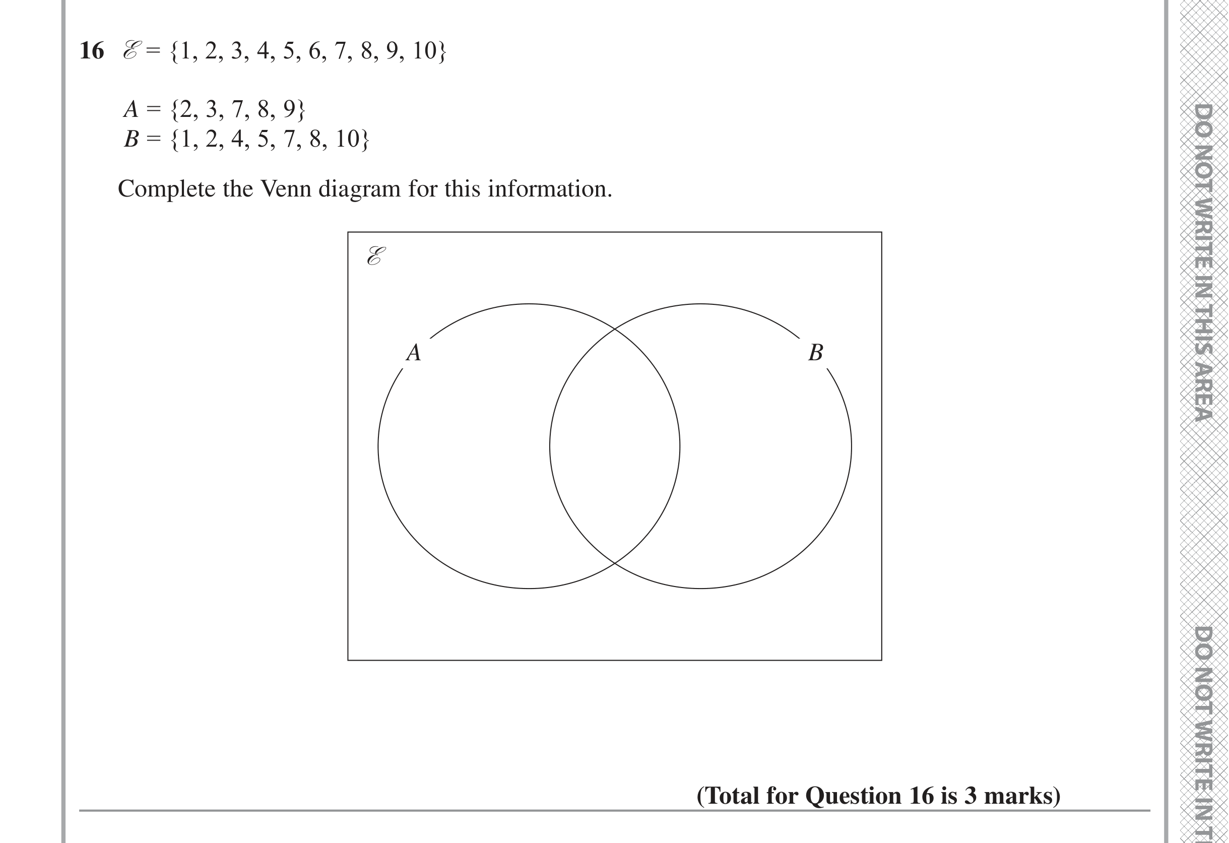 Question 16 — Set Notation — Edexcel iGCSE June 2022