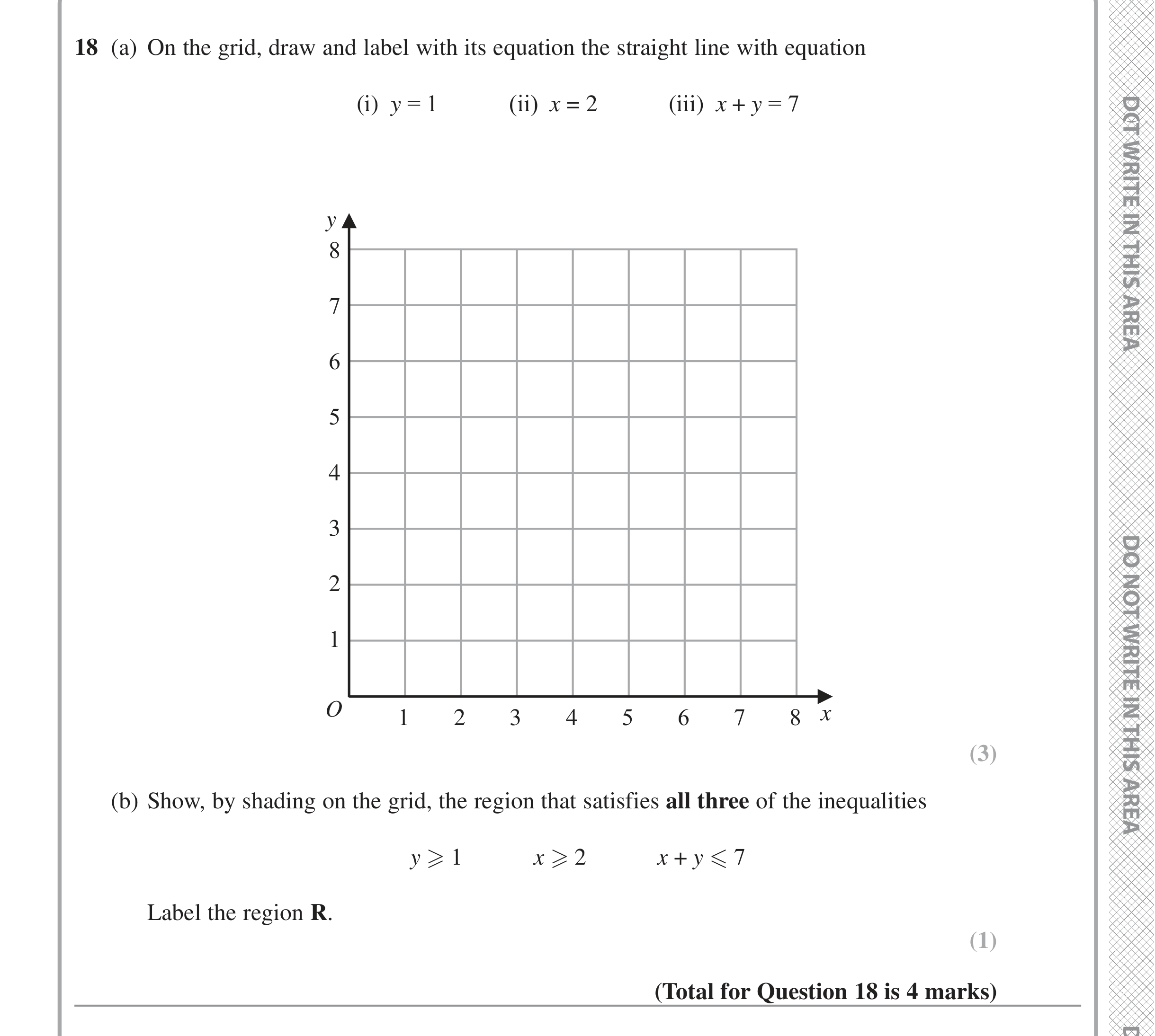 Question 18 — Straight Line Graphs, Inequalities — Edexcel iGCSE June 2022