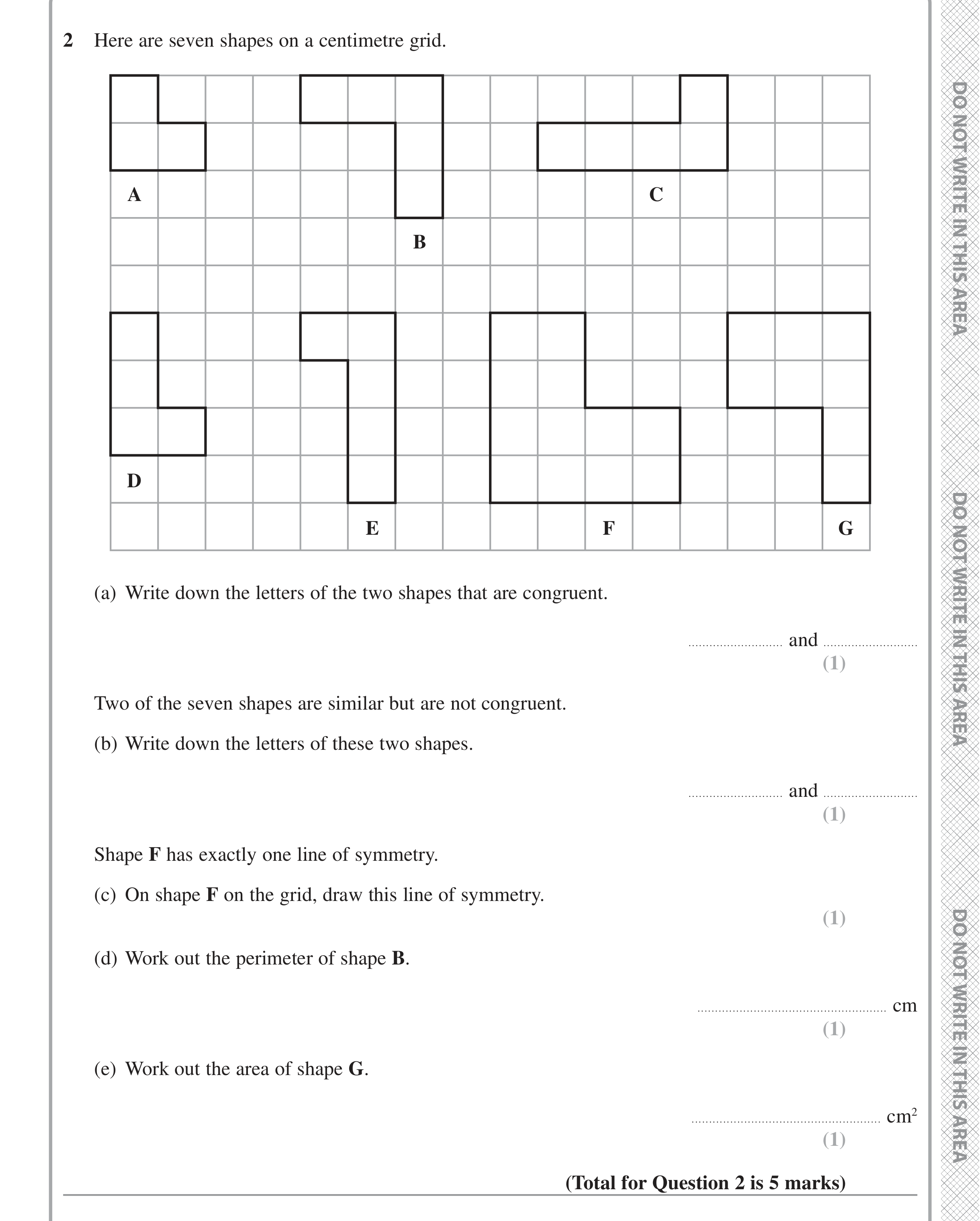 Question 2 — Congruence and Similarity, Symmetry, Perimeter and Area — Edexcel iGCSE June 2022