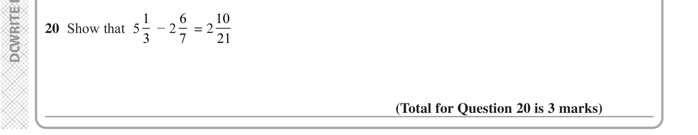 Question 20 — Fractions — Edexcel iGCSE June 2022