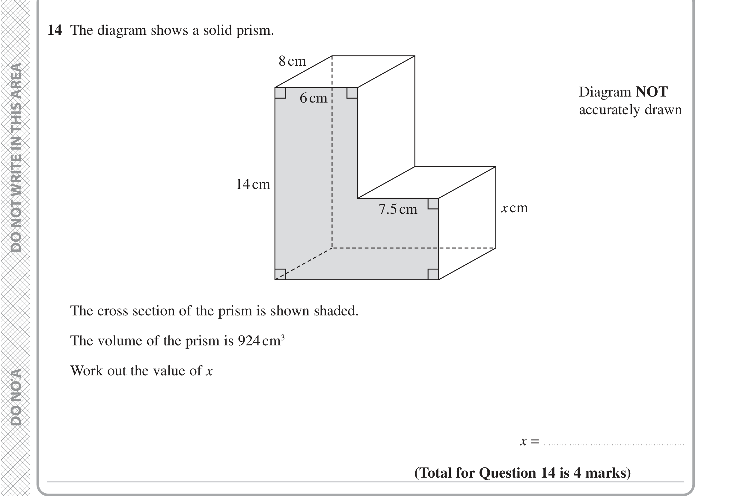 Question 14 — 3D Shapes and Volume — Edexcel iGCSE Jan 2023