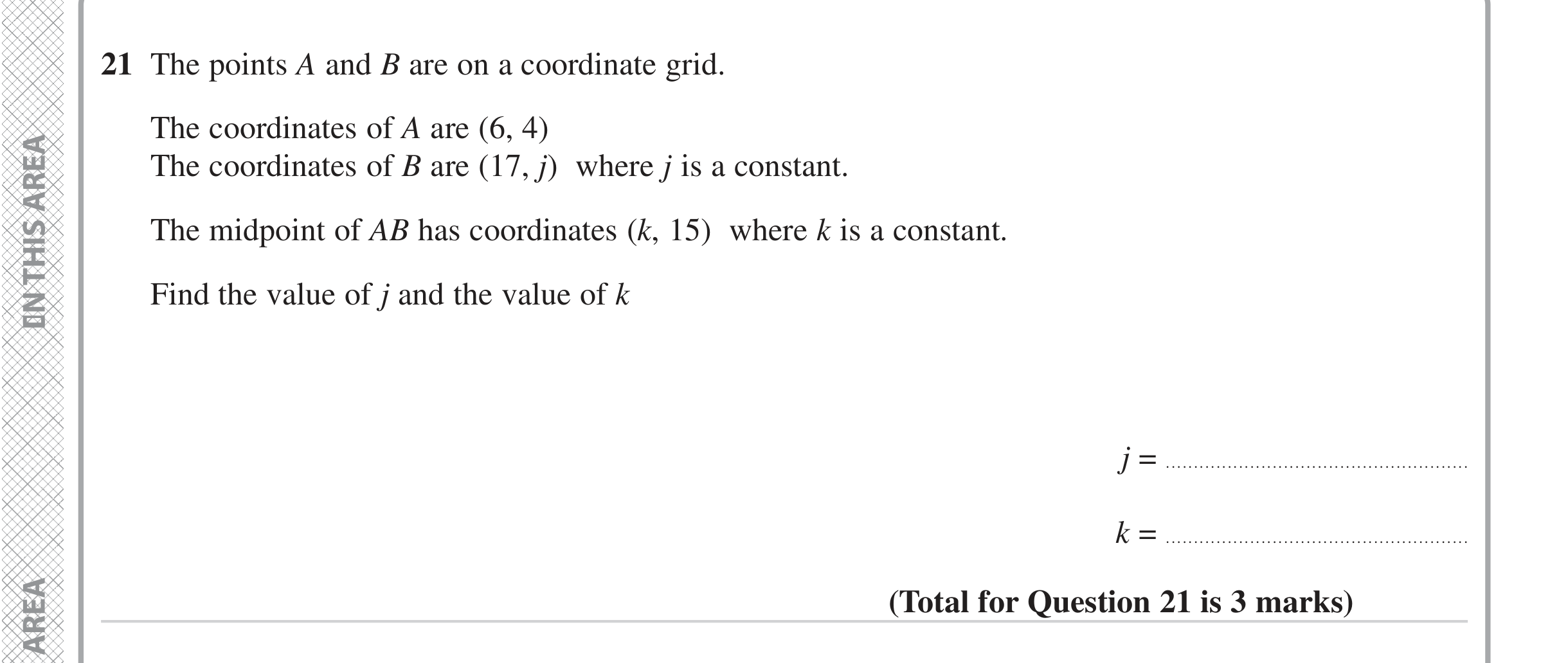 Question 21 — Coordinates — Edexcel iGCSE Jan 2023
