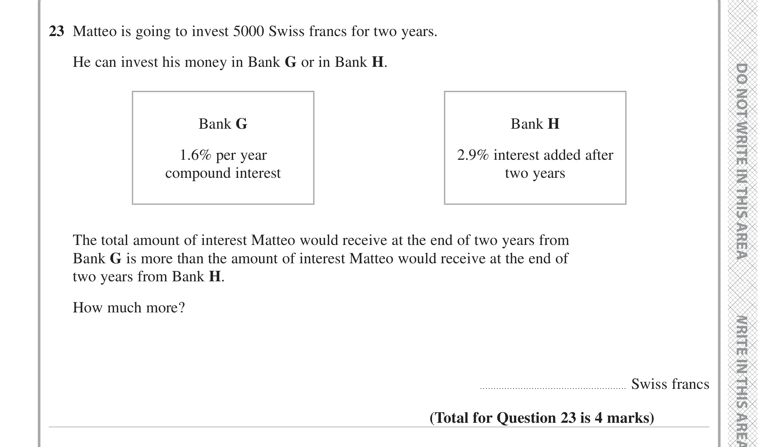 Question 23 — Compound Interest, Percentages — Edexcel iGCSE Jan 2023