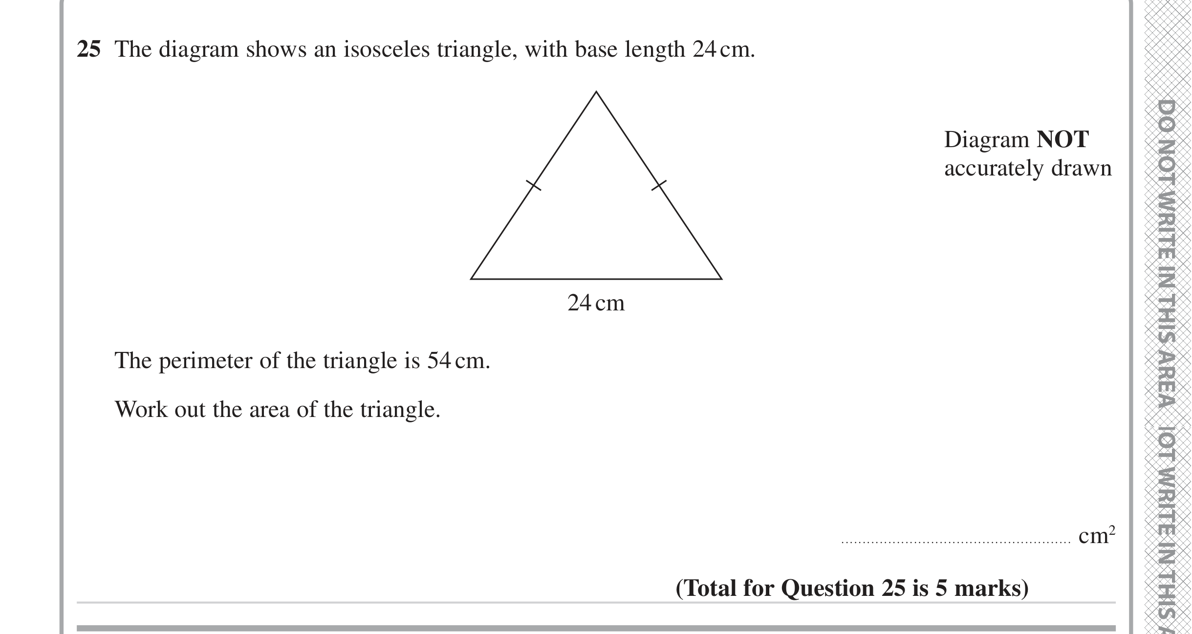 Question 25 — Perimeter and Area — Edexcel iGCSE Jan 2023