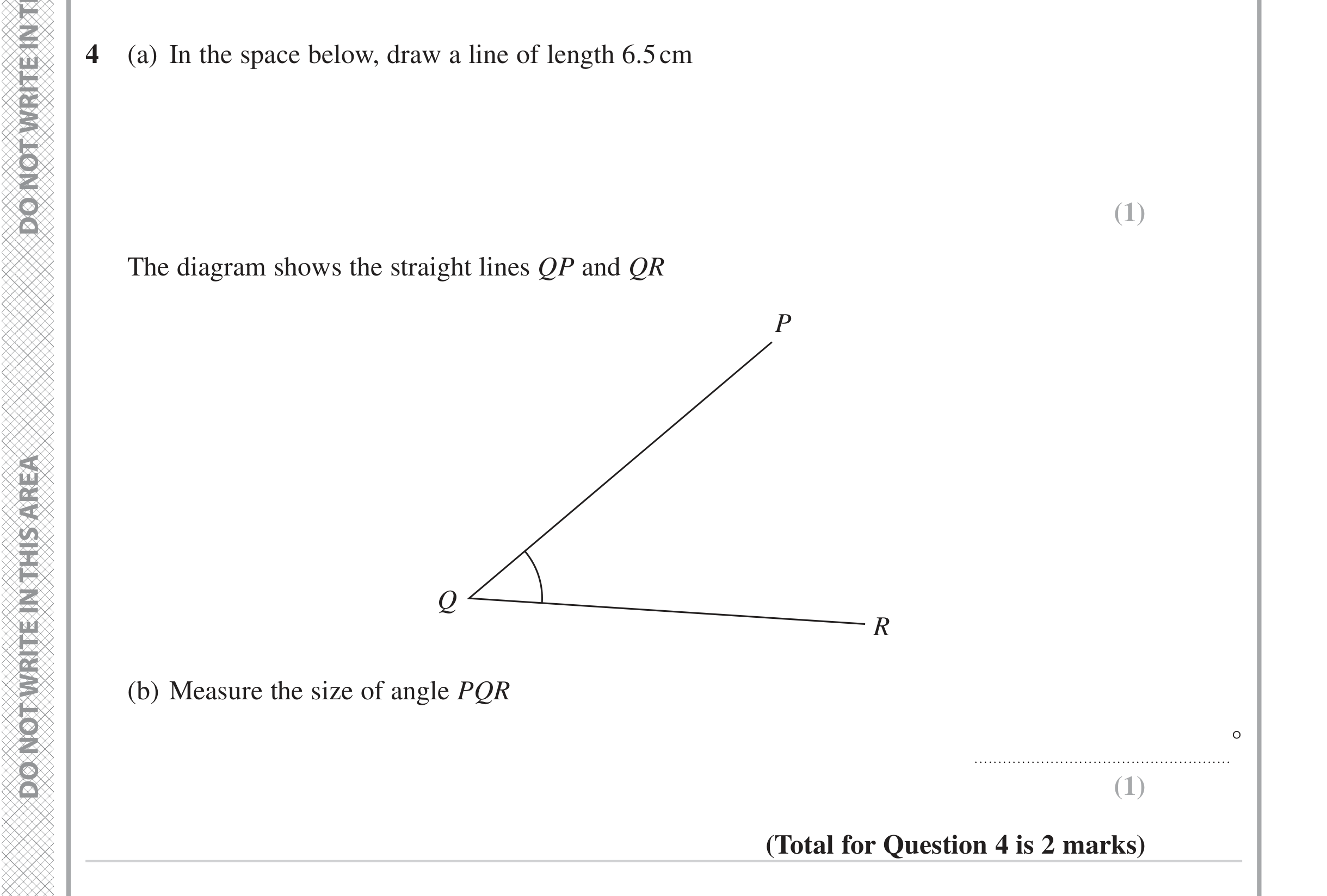 Question 4 — Measure — Edexcel iGCSE Jan 2023