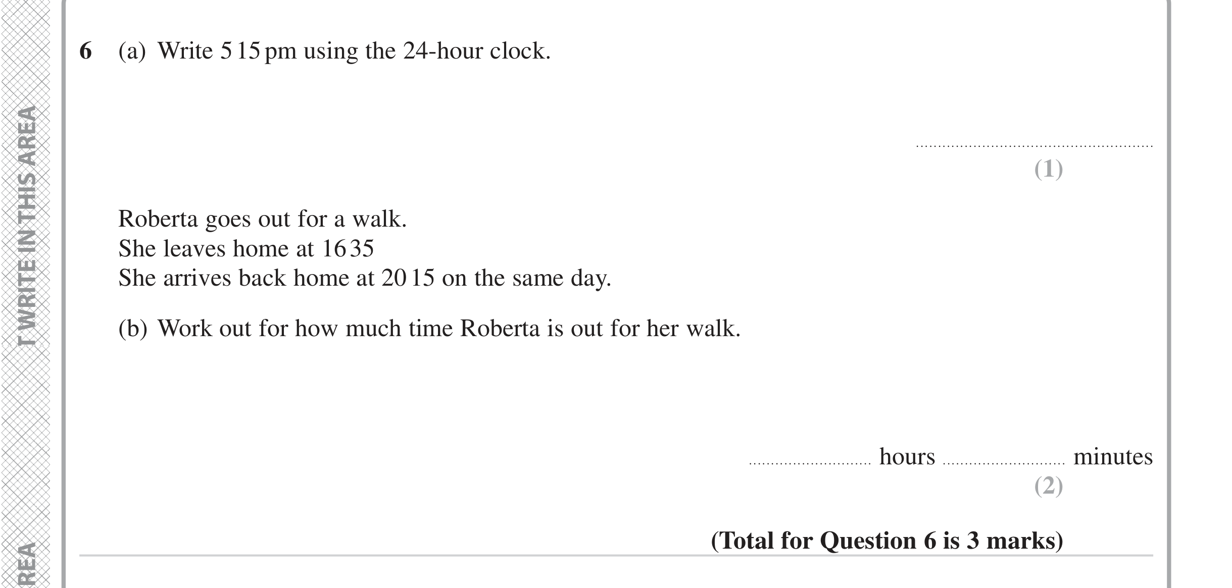 Question 6 — Time Questions — Edexcel iGCSE Jan 2023