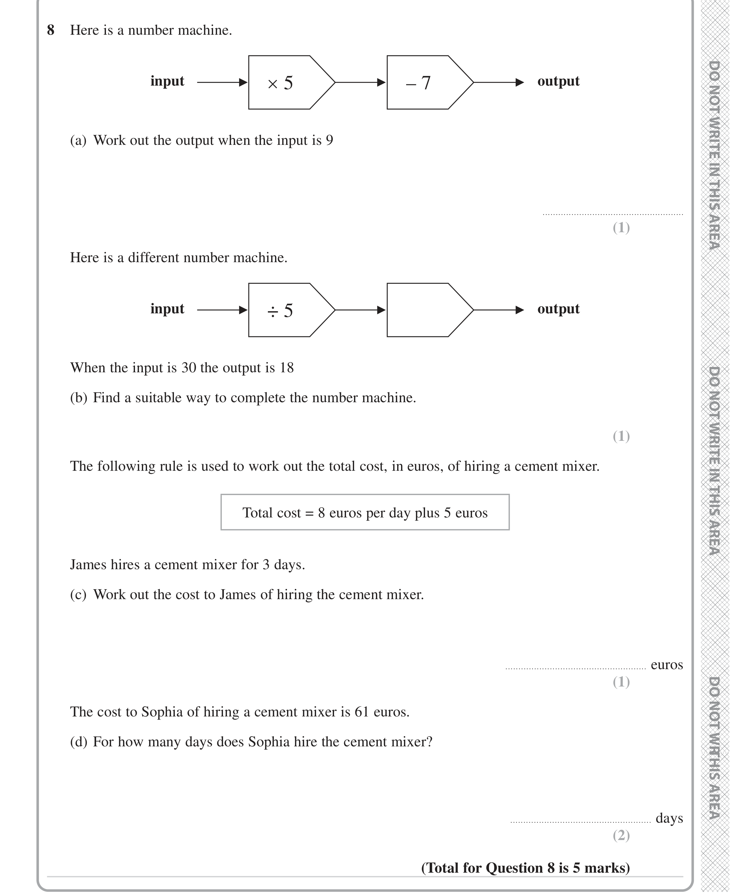 Question 8 — Functions — Edexcel iGCSE Jan 2023