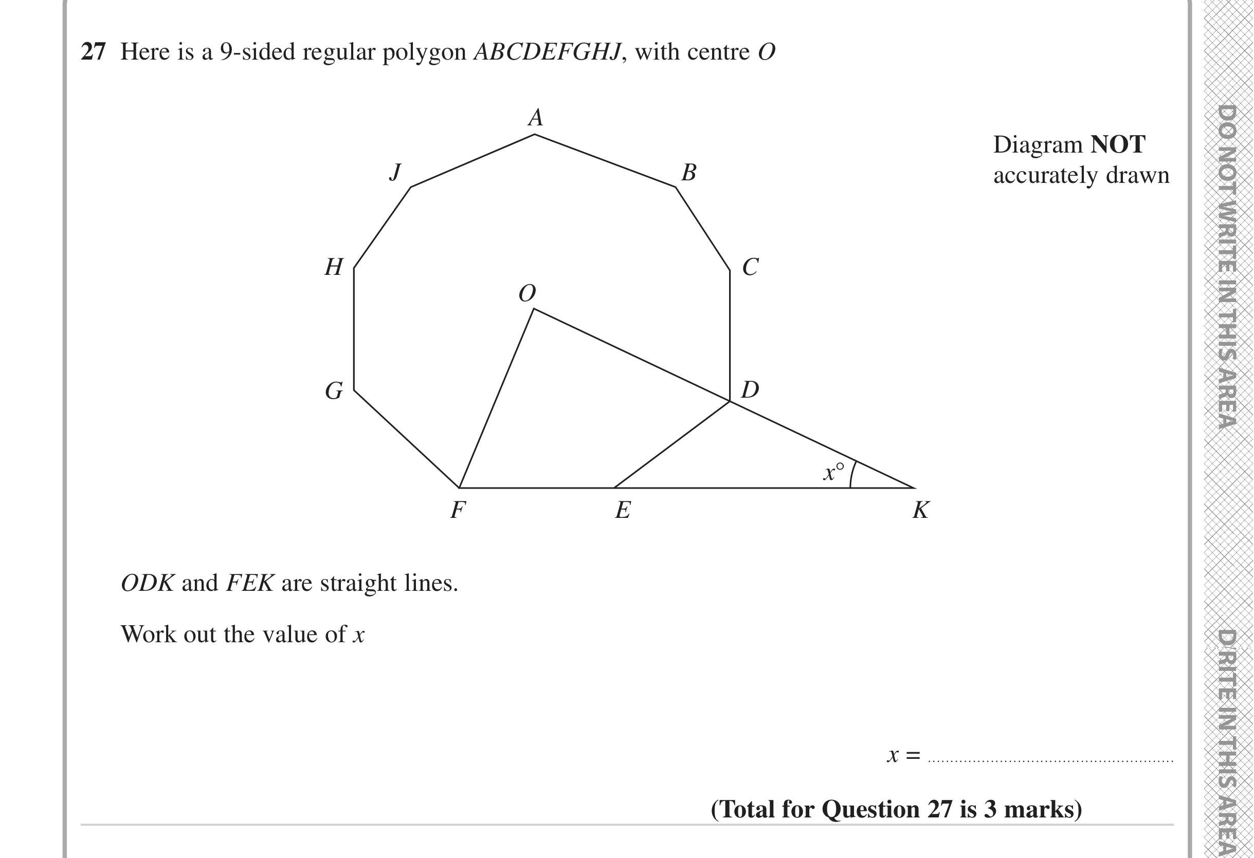 Question 27 — Angles, Polygons — Edexcel iGCSE June 2023