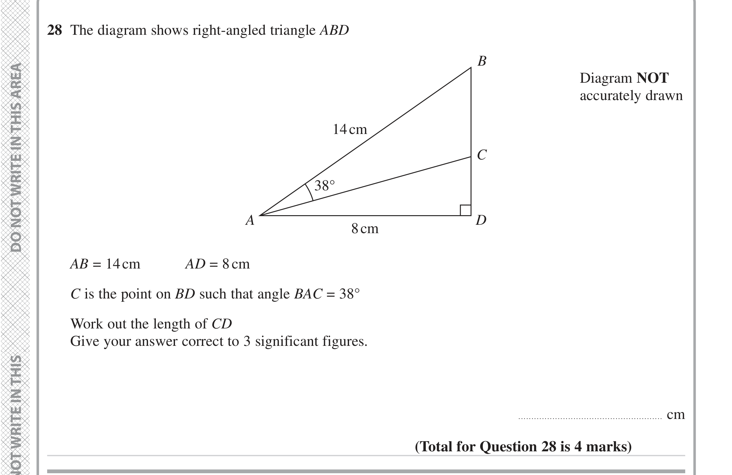 Question 28 — Pythagoras, Soh Cah Toa — Edexcel iGCSE June 2023