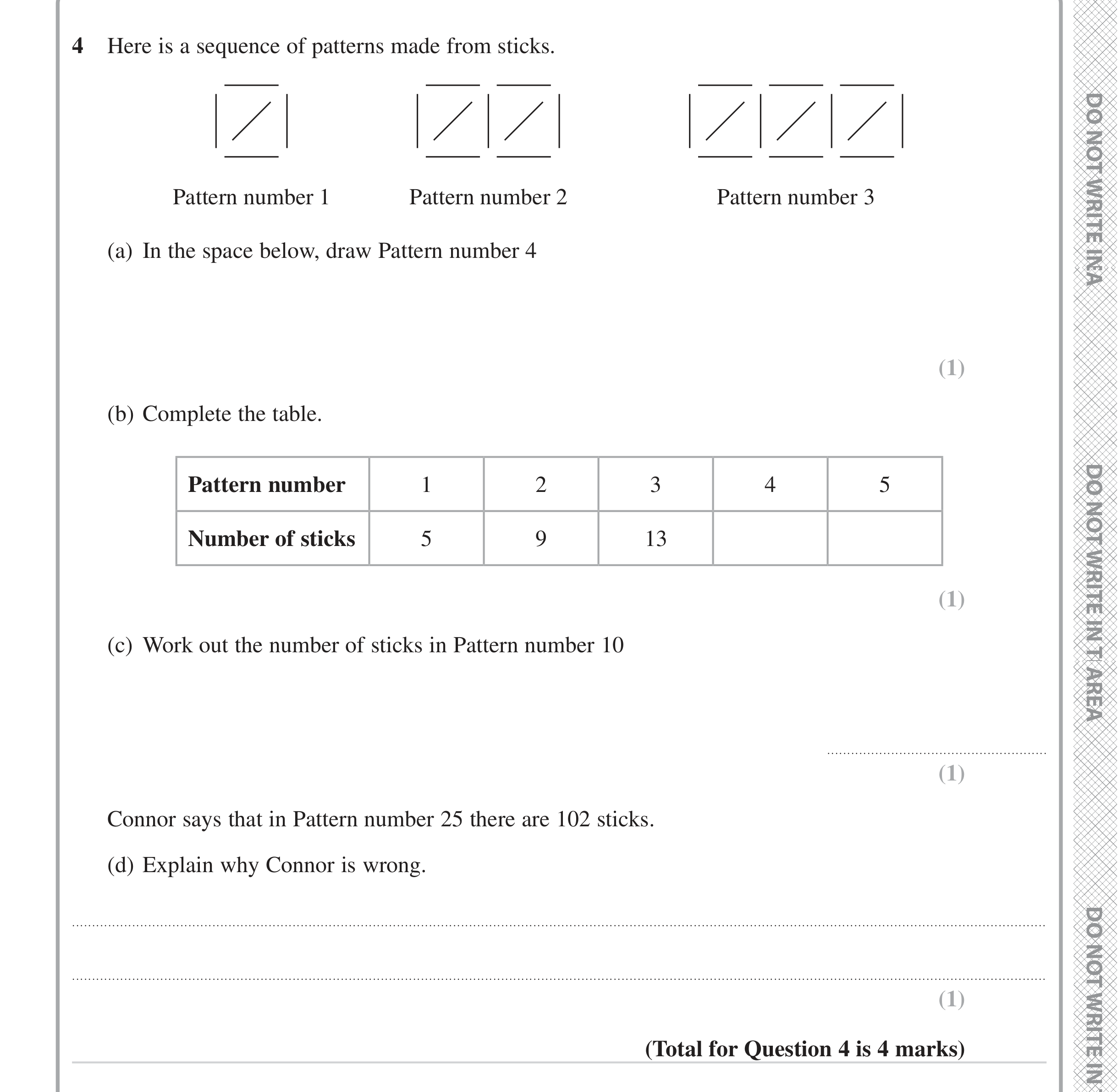 Question 4 — Sequences — Edexcel iGCSE June 2023