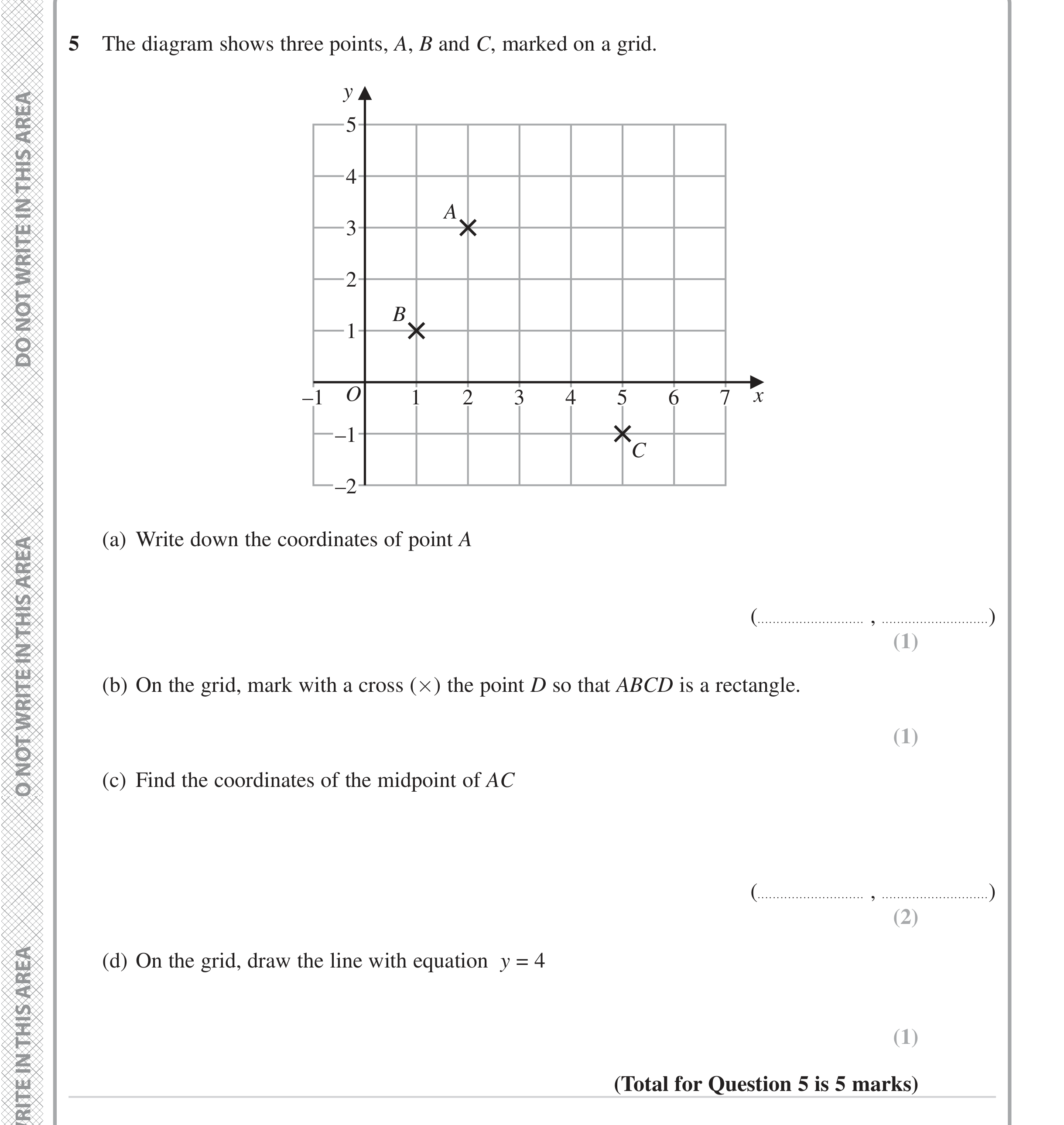 Question 5 — Coordinates, Straight Line Graphs — Edexcel iGCSE June 2023