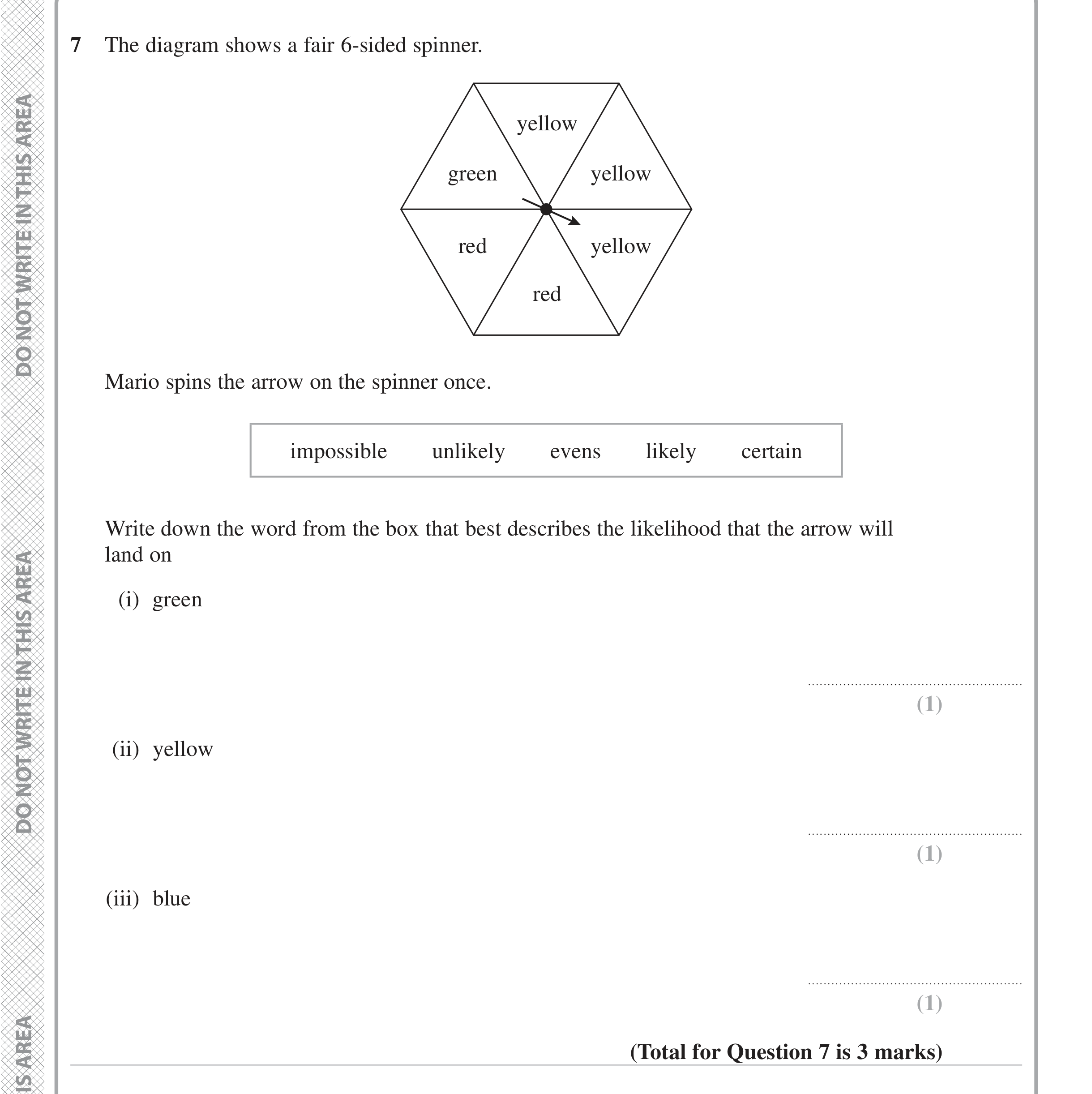 Question 7 — Probability — Edexcel iGCSE June 2023