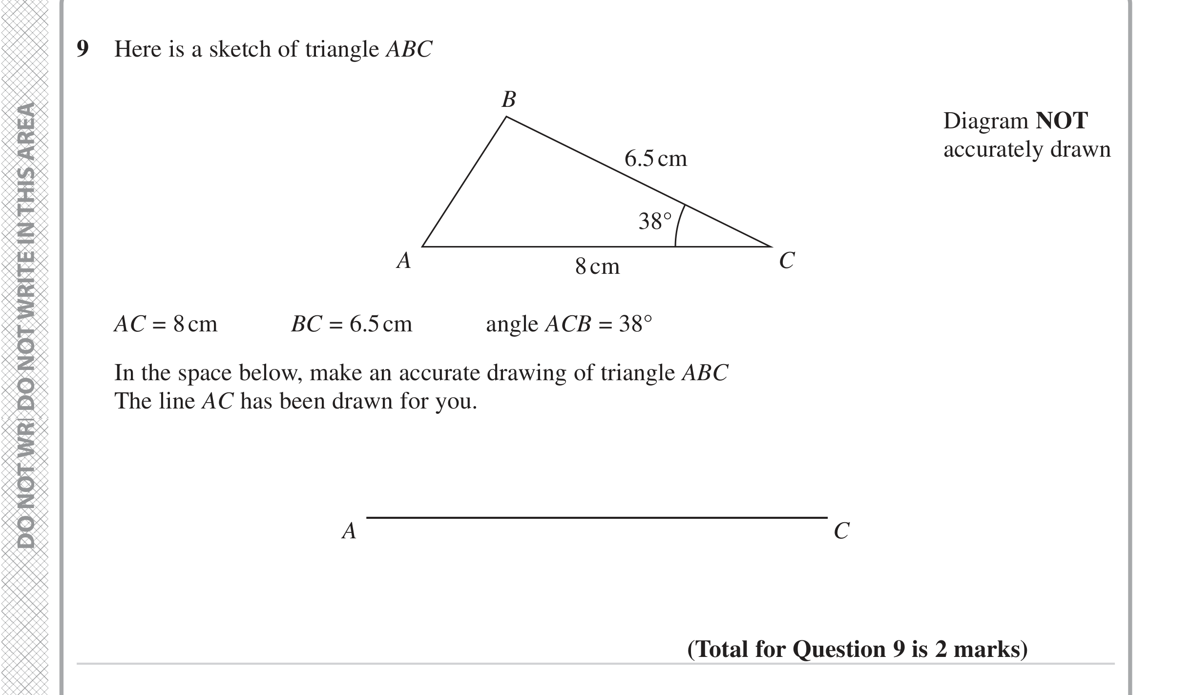 Question 9 — Construction — Edexcel iGCSE June 2023
